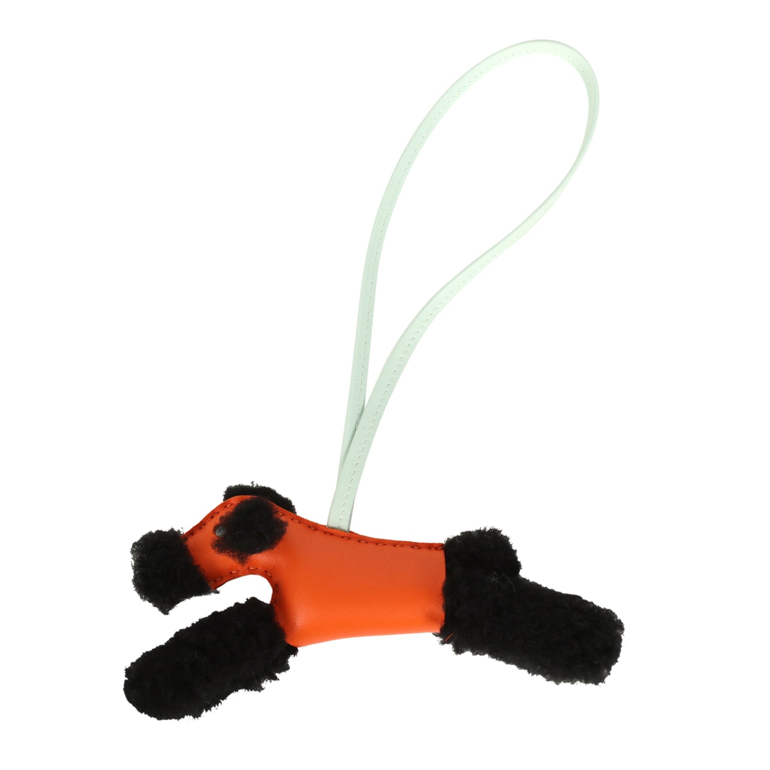 Hermes Budy Bag Charm Black, Feu and Vert Peppermint Milo Lambskin and Merino Wool