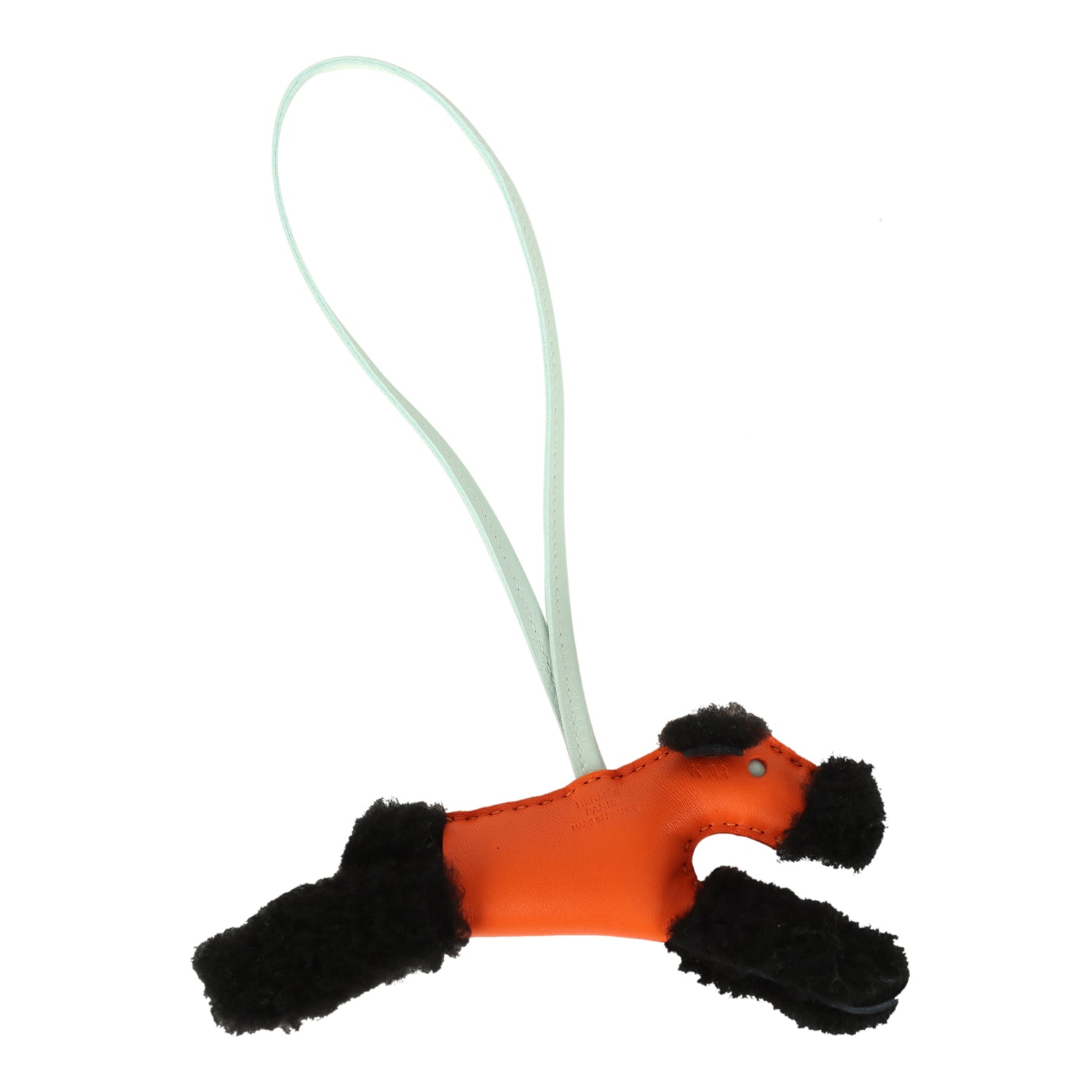 Hermes Budy Bag Charm Black, Feu and Vert Peppermint Milo Lambskin and Merino Wool