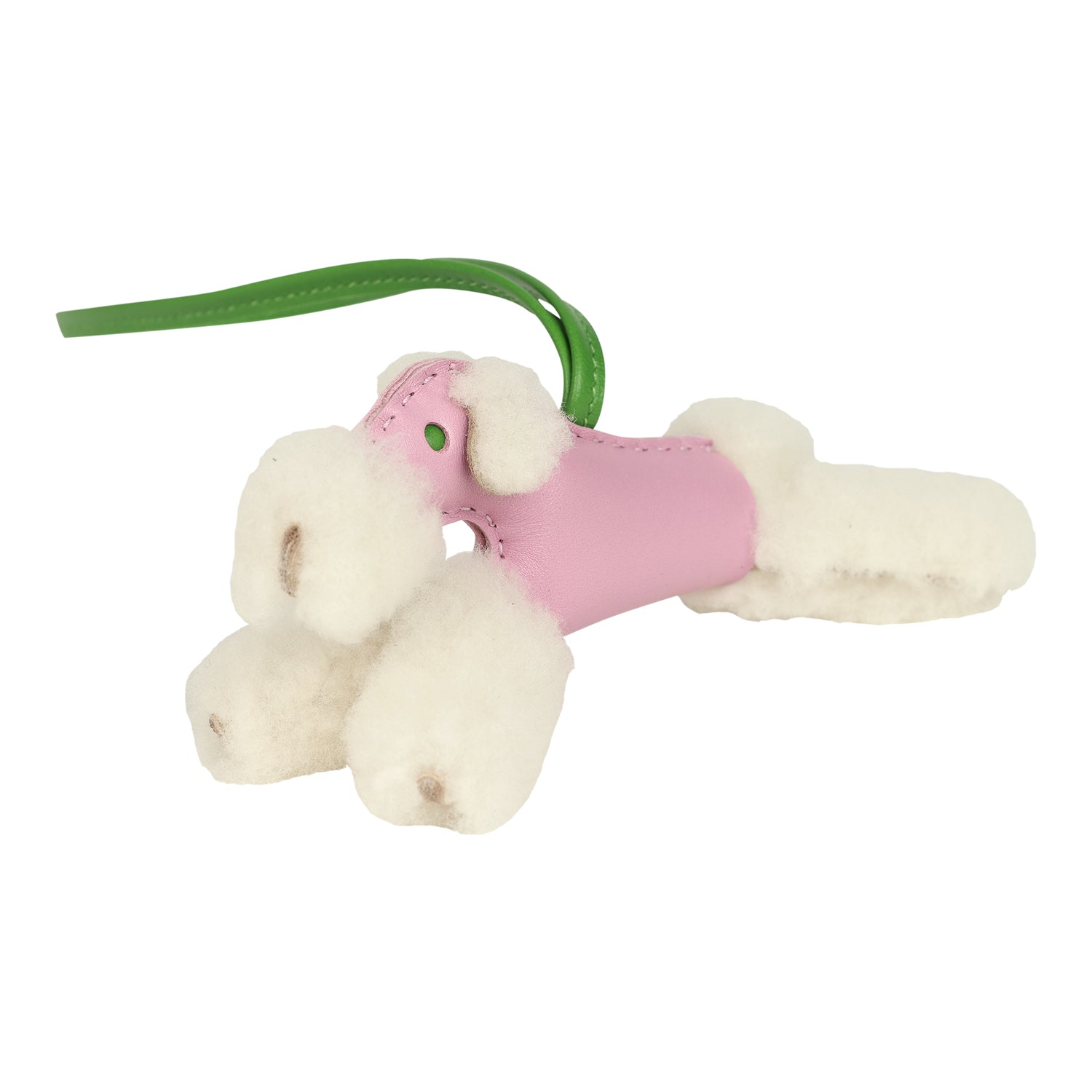 Hermes Budy Bag Charm Mauve Sylvestre, Vert Yucca and Ecru Milo Lambskin and Merino Wool