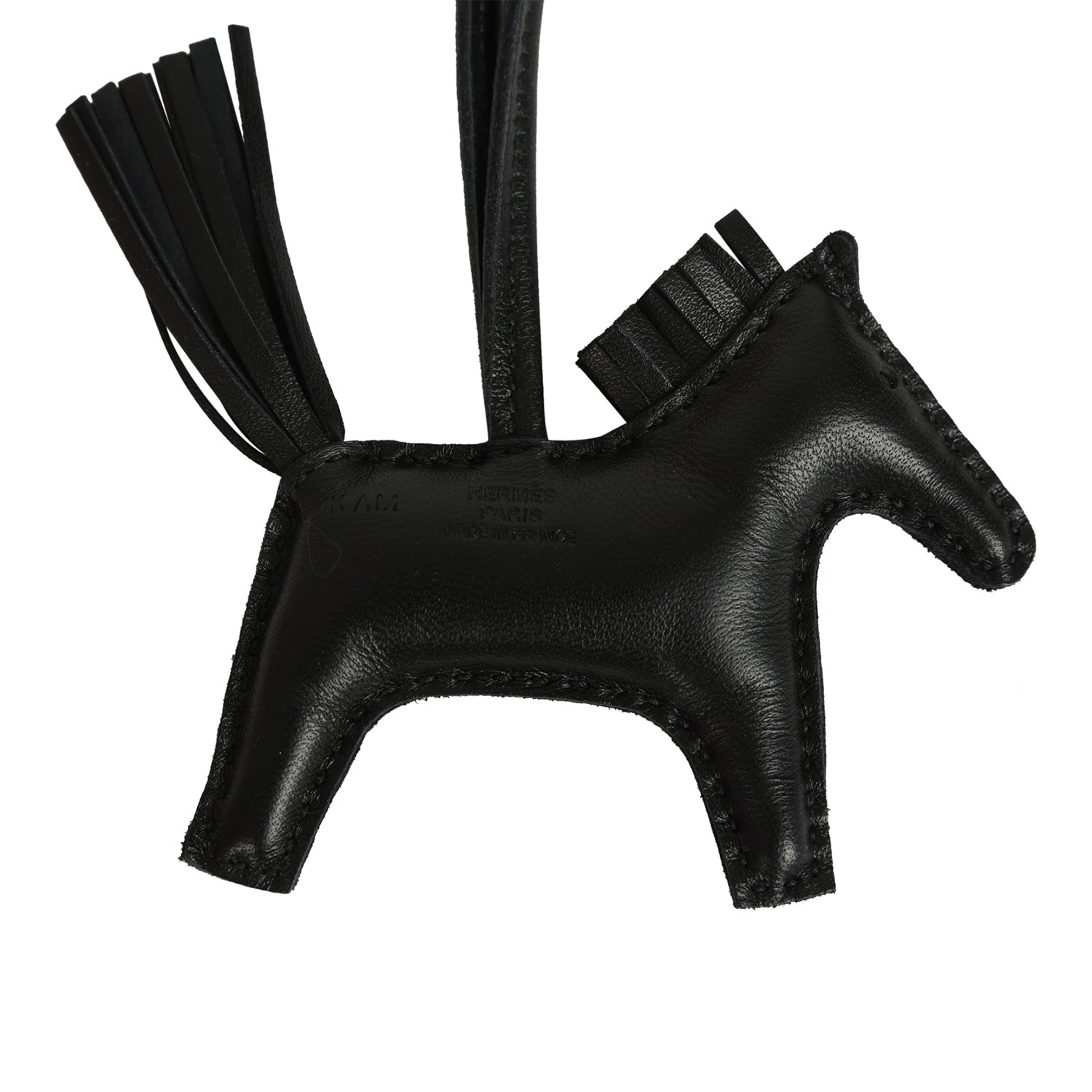 Hermes Rodeo Rock Bag Charm PM Black Shiny Varaus Niloticus Lizard and Milo Lambskin Palladium Hardware