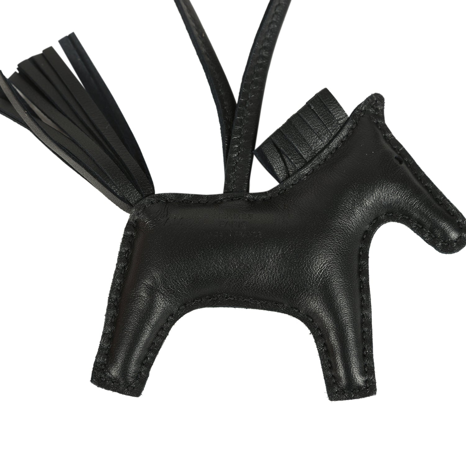 Hermes Rodeo Robeo Plush Charm PM Black Milo Lambskin and Wool Palladium Hardware