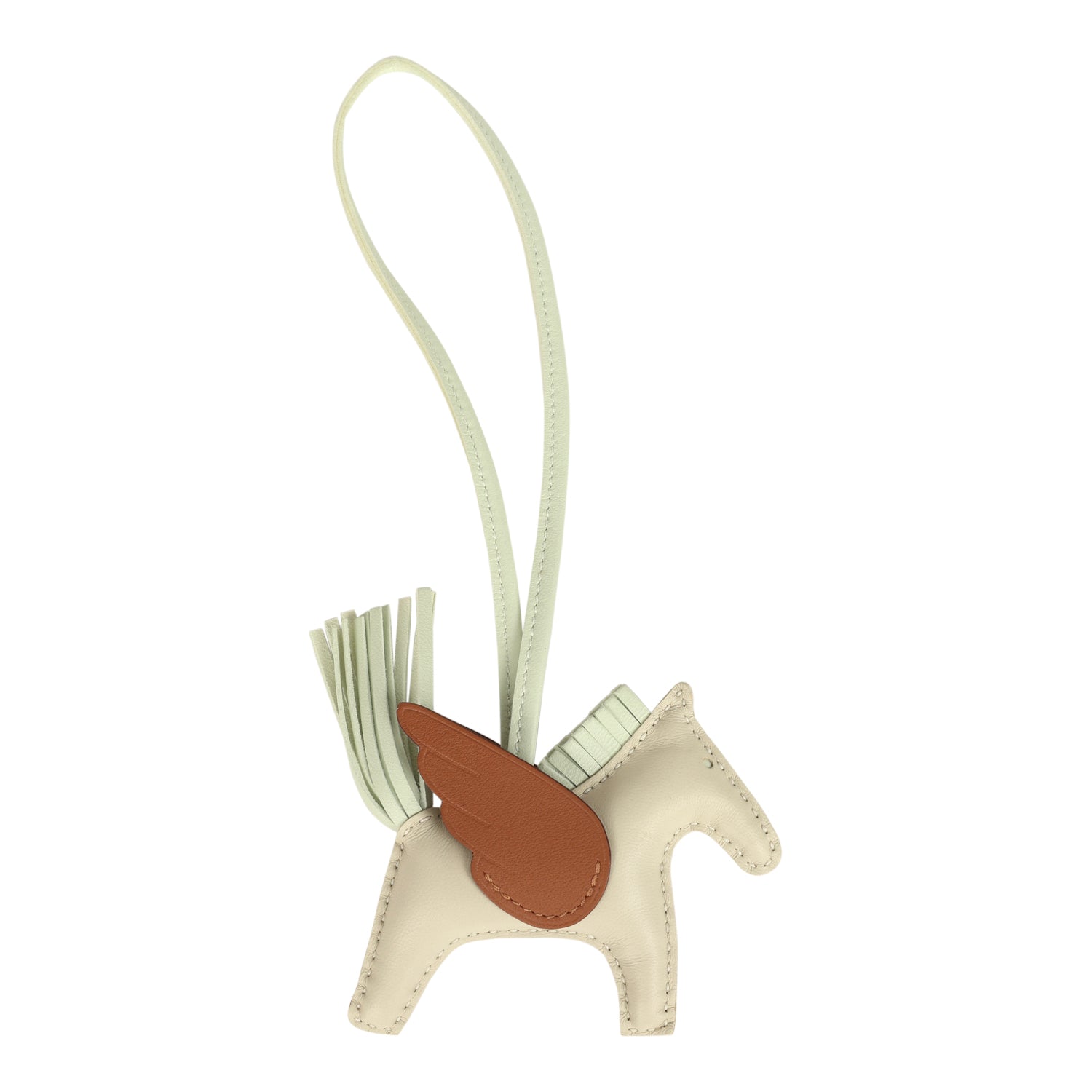 Hermes Pegase Rodeo Bag Charm PM Vert Fizz, Craie & Gold Milo Lambskin