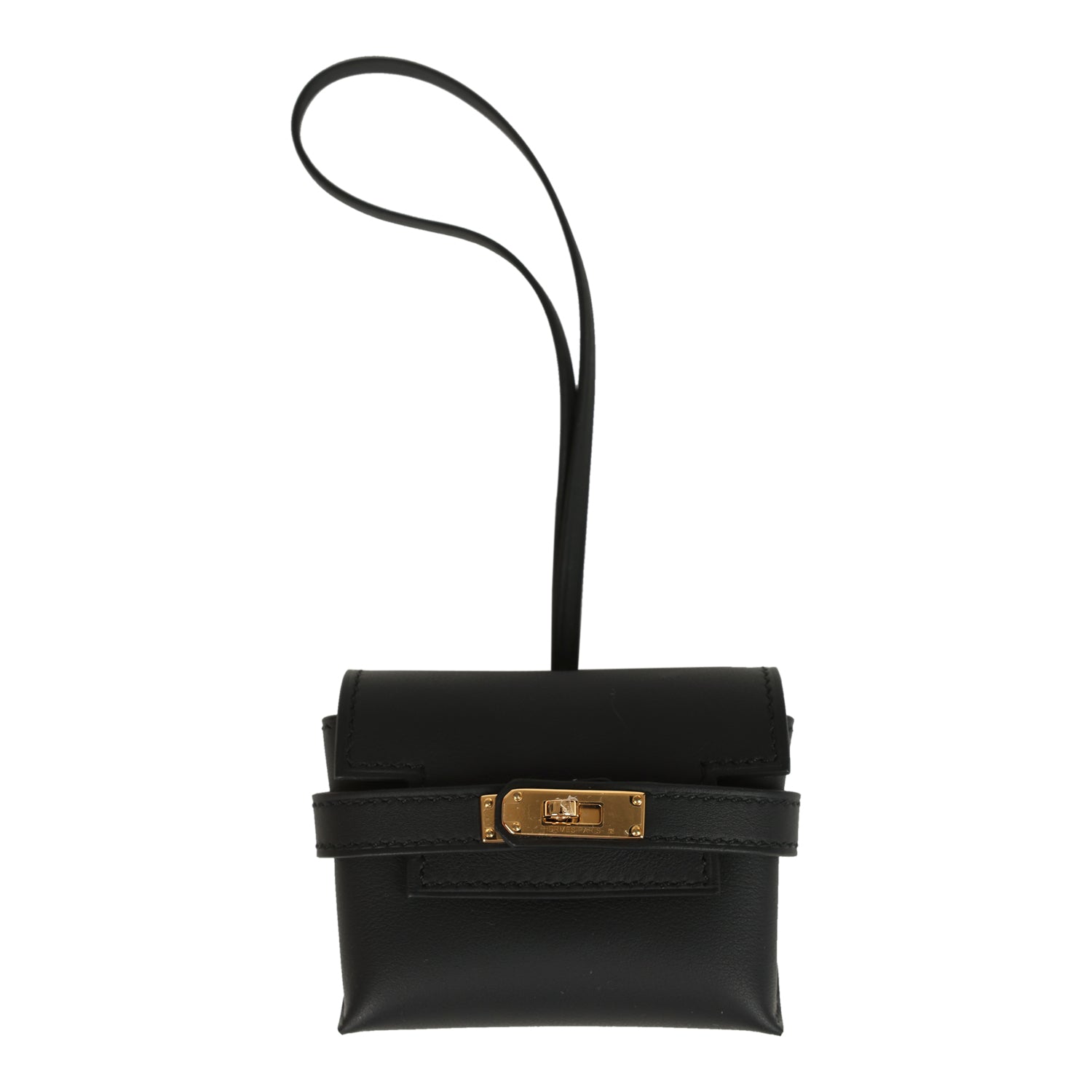 Hermes Kelly Festival Bag Charm Black Swift Gold Hardware