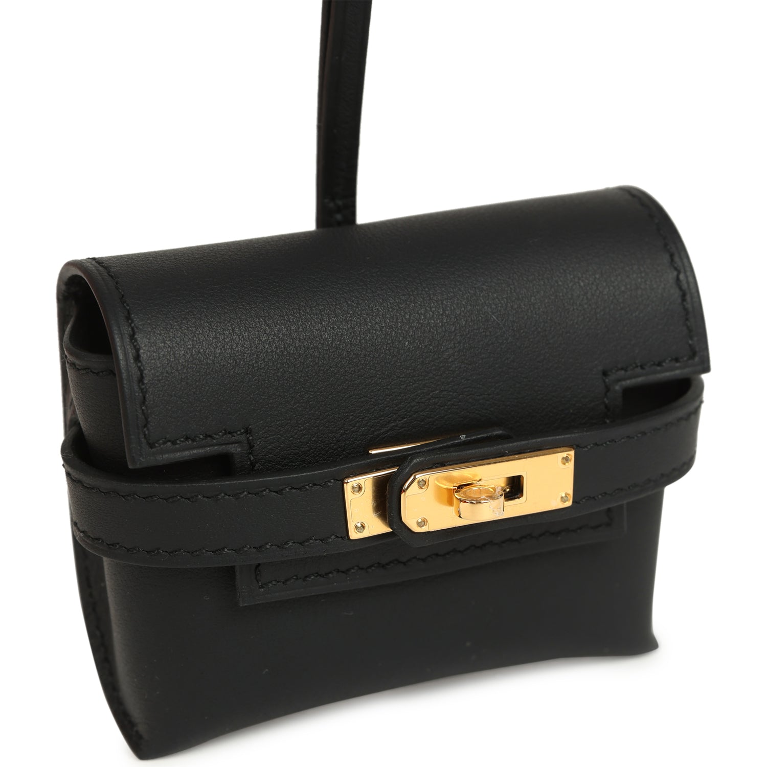 Hermes Kelly Festival Bag Charm Black Swift Gold Hardware