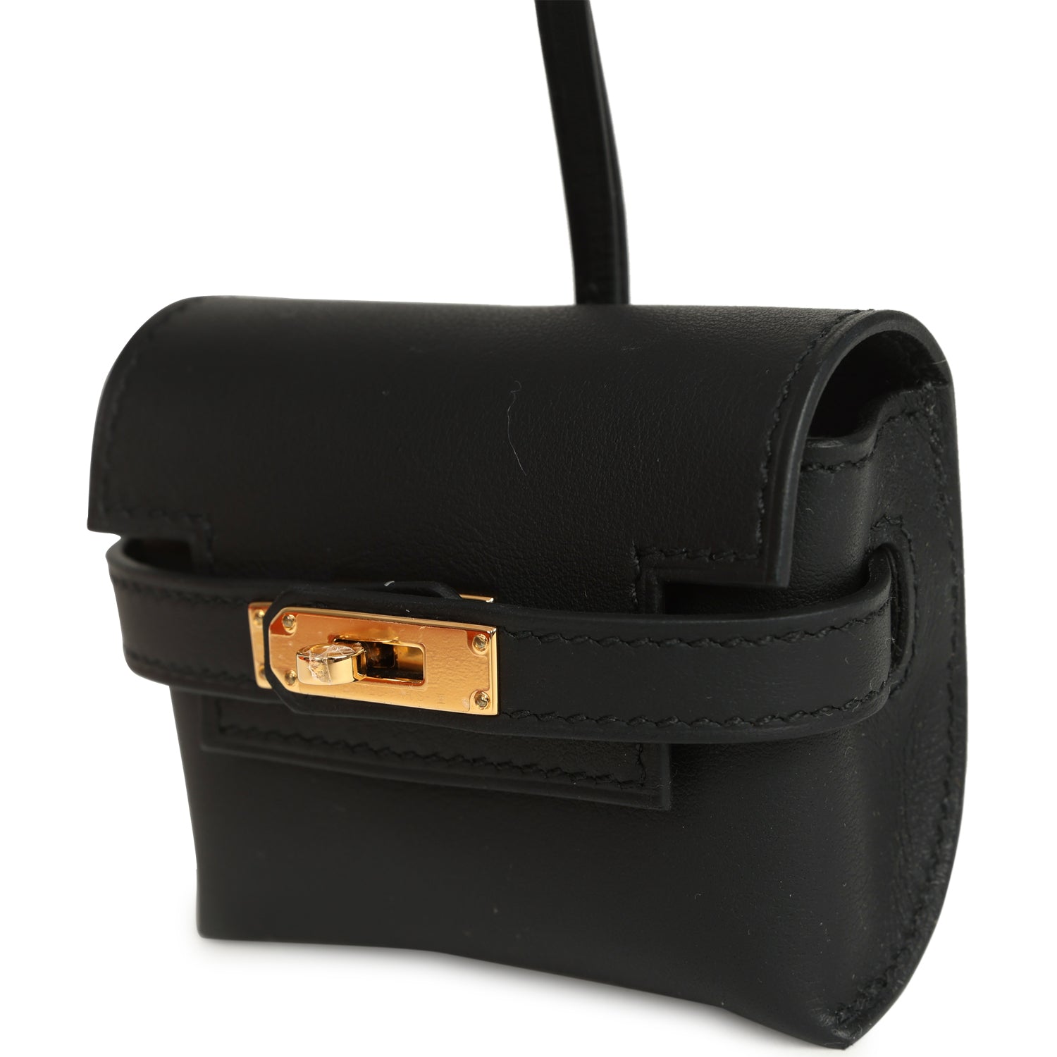 Hermes Kelly Festival Bag Charm Black Swift Gold Hardware