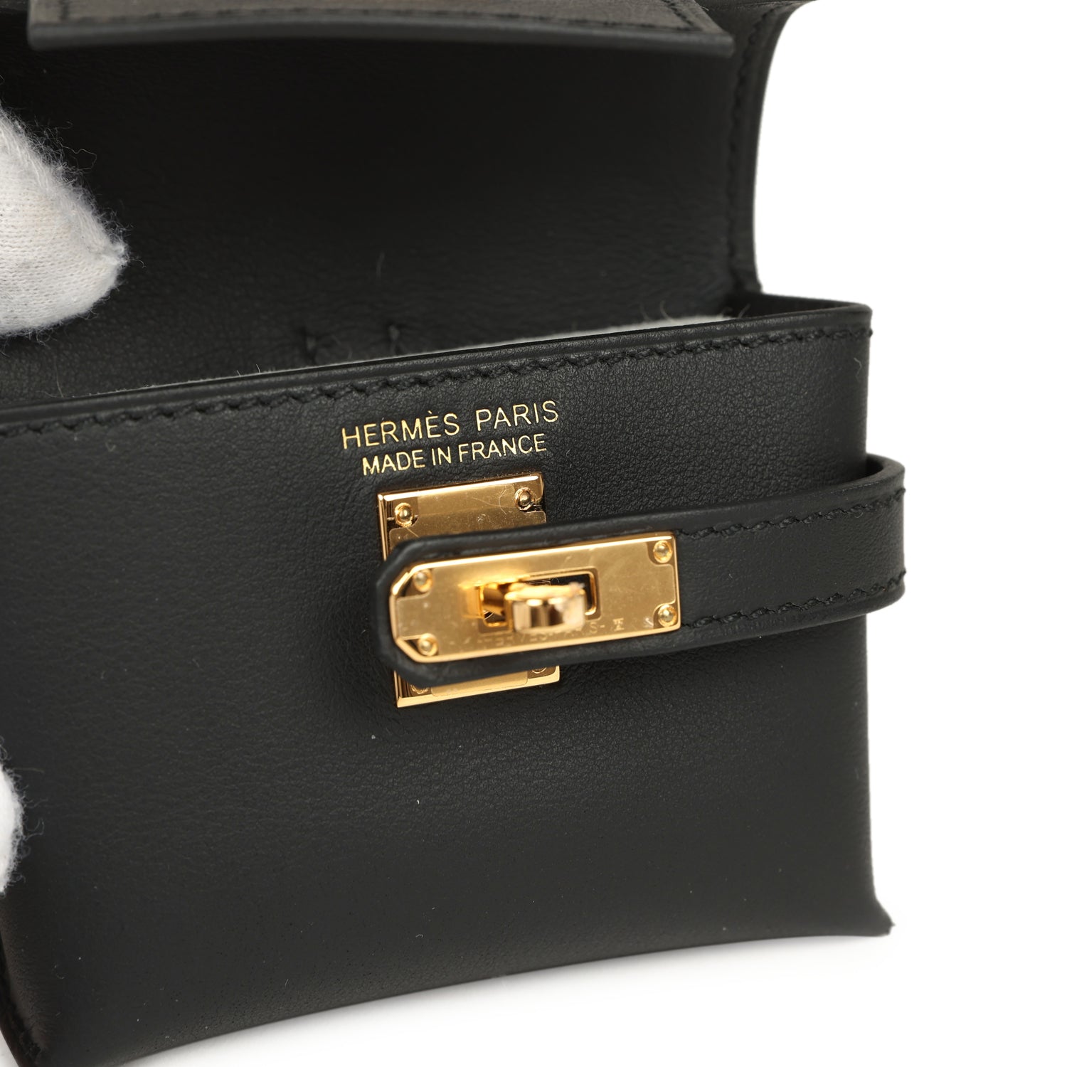 Hermes Kelly Festival Bag Charm Black Swift Gold Hardware