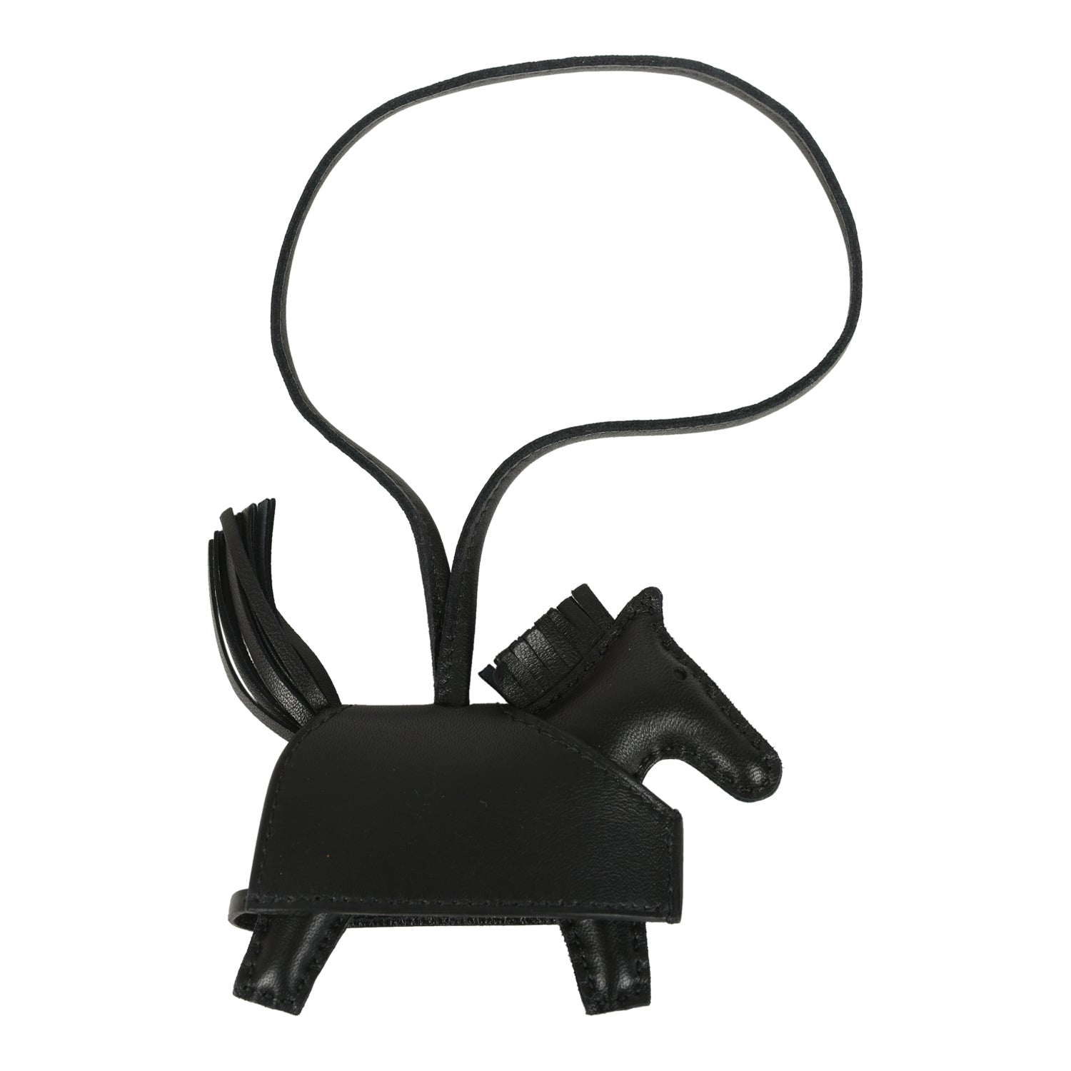Hermes Rodeo Rock Bag Charm PM Black Milo Lambskin Palladium Hardware