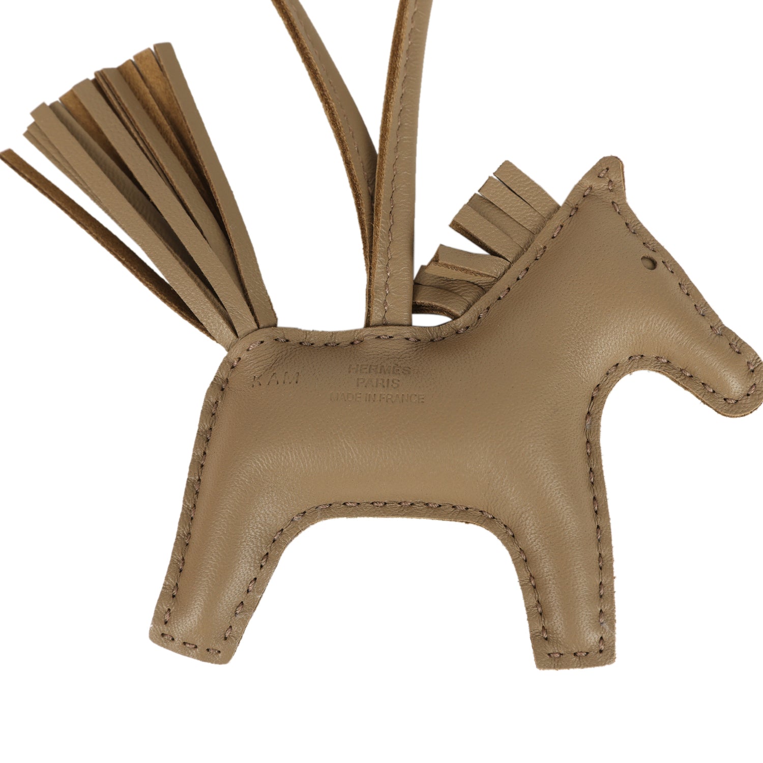 Hermes Rodeo Robeo Plush Charm PM Beige Marfa, Terre, Craie, Ecru Milo Lambskin and Merino Wool Palladium Hardware