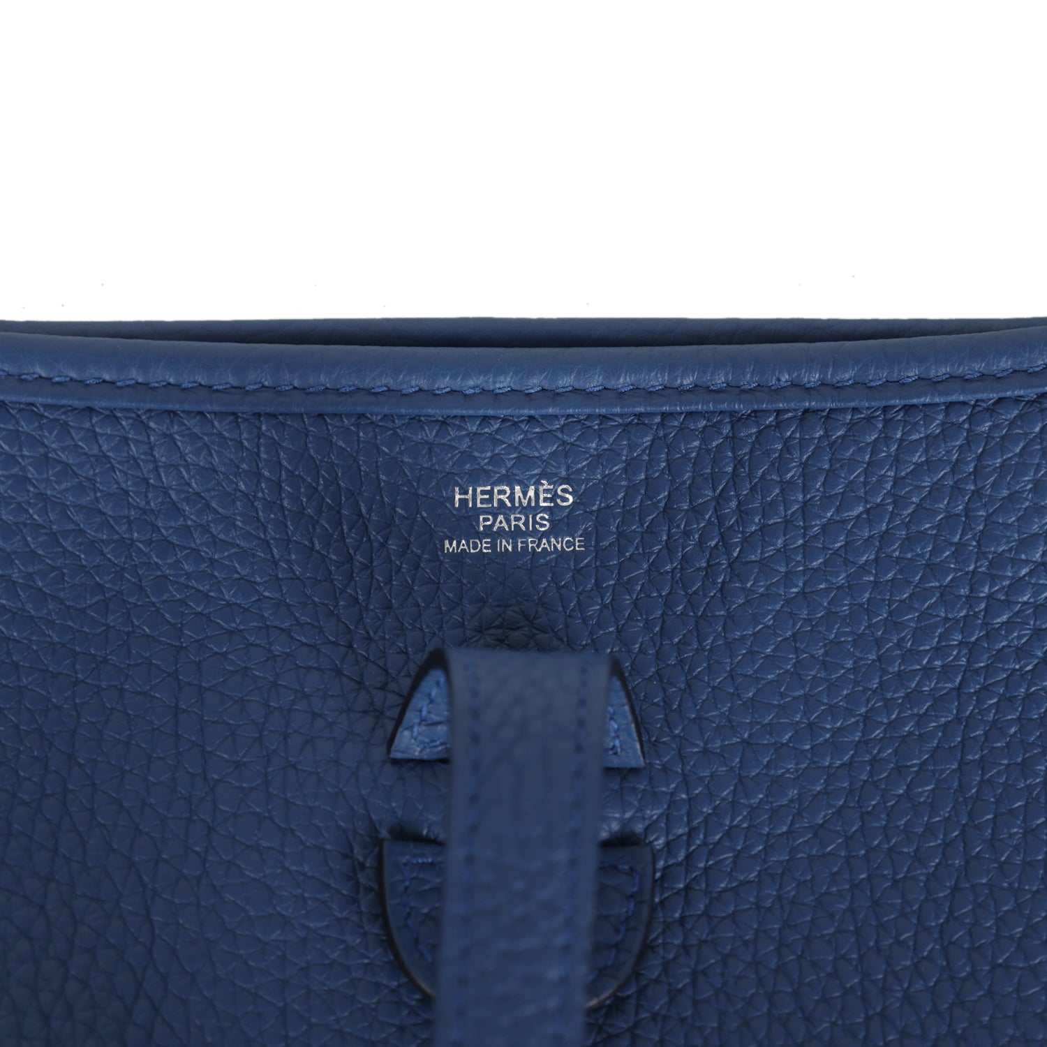 Hermes Evelyne III PM Bleu Tie Clemence Palladium Hardware
