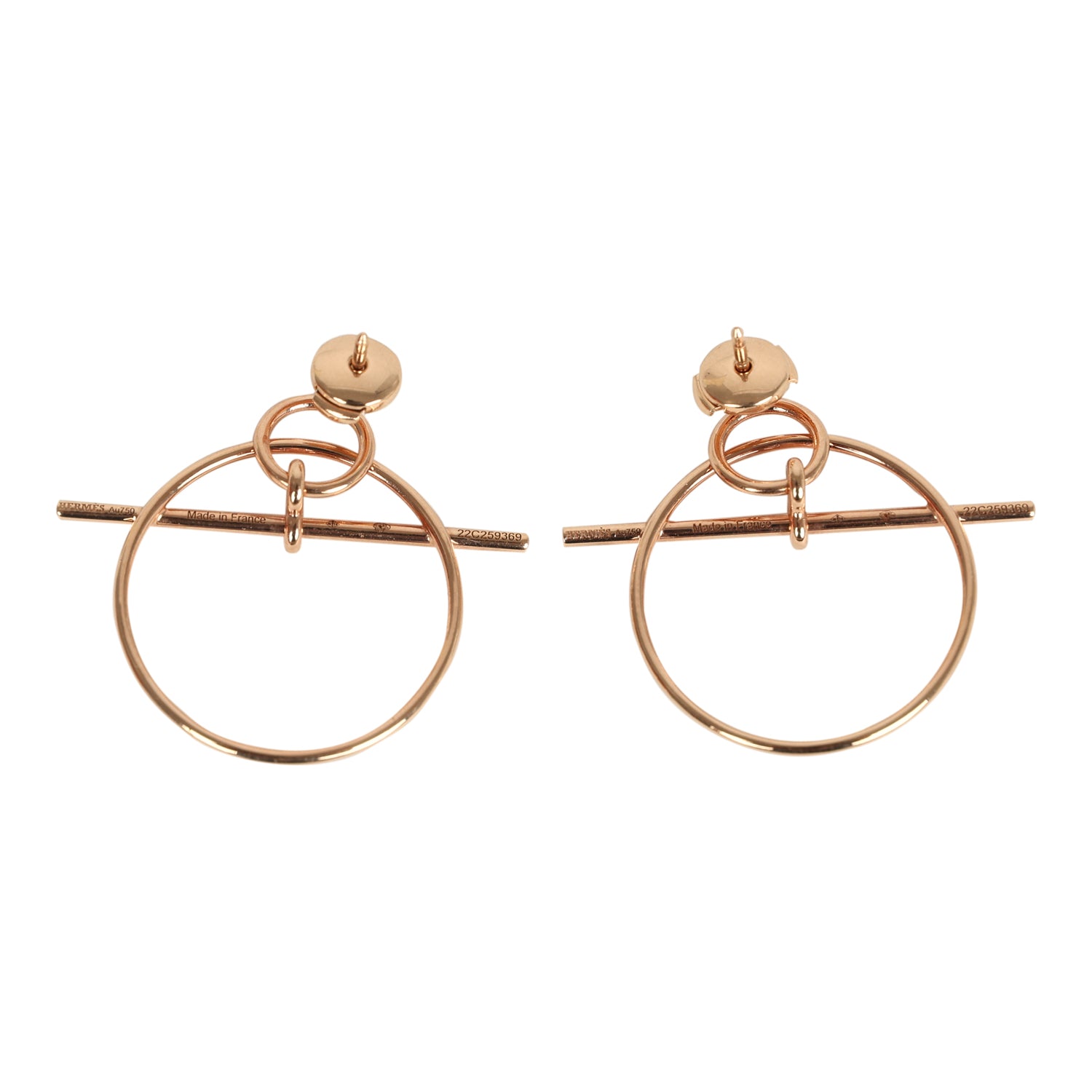 Hermes Small Loop Earrings Rose Gold Hardware