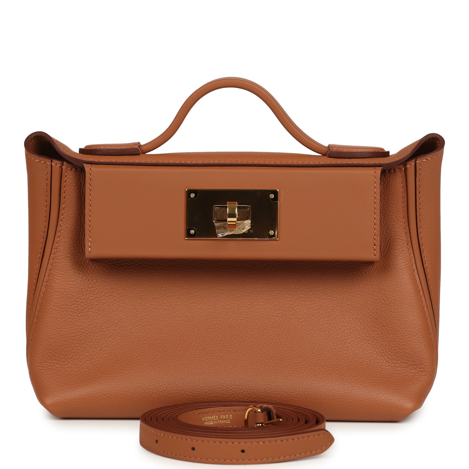 Hermes Mini 24/24 Bag Gold Evercolor and Swift Gold Hardware