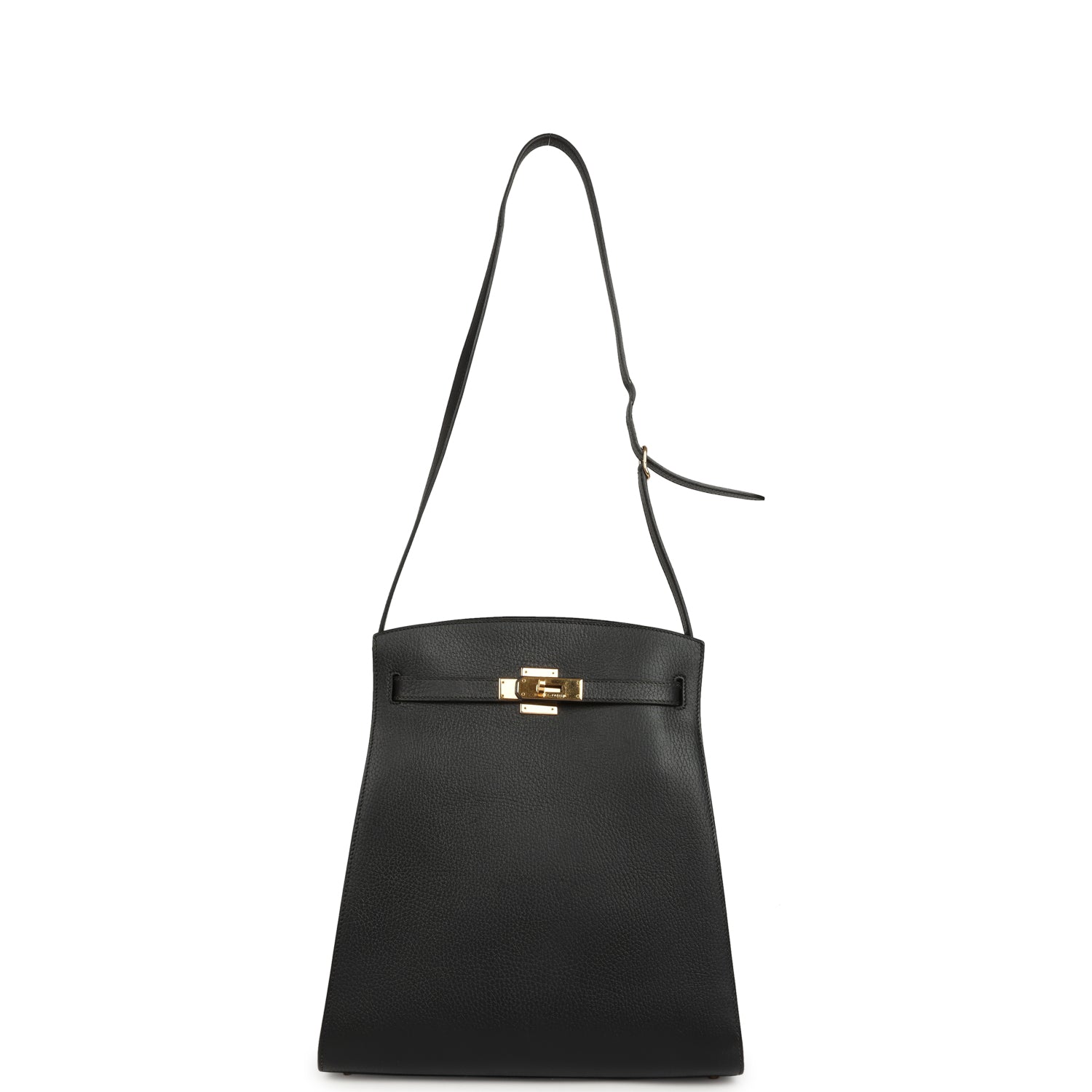 Vintage Hermes Kelly Sport 29 GM Black Ardennes Gold Hardware