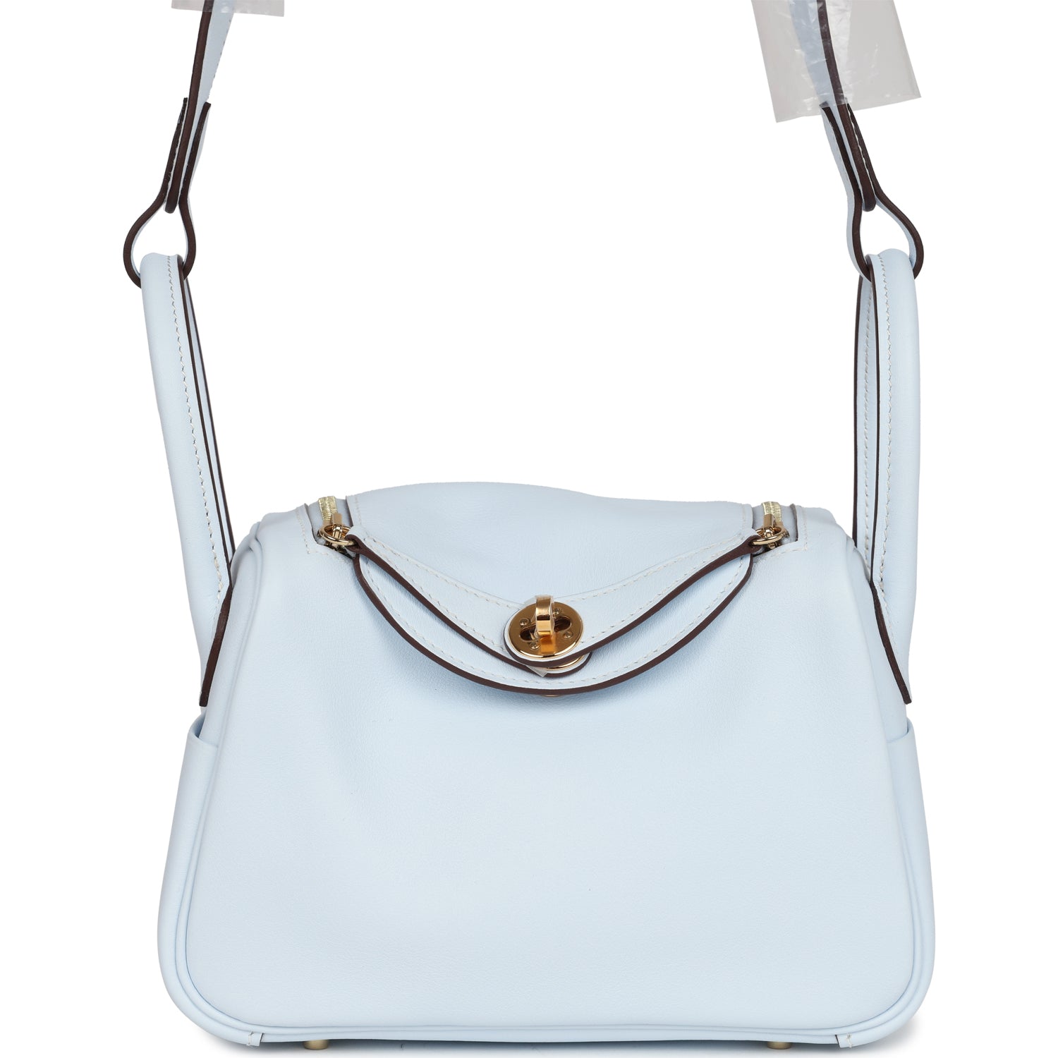 Hermes Mini Lindy Bleu Brume Swift Gold Hardware