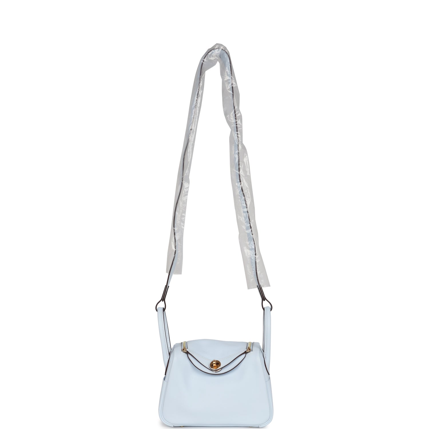 Hermes Mini Lindy Bleu Brume Swift Gold Hardware