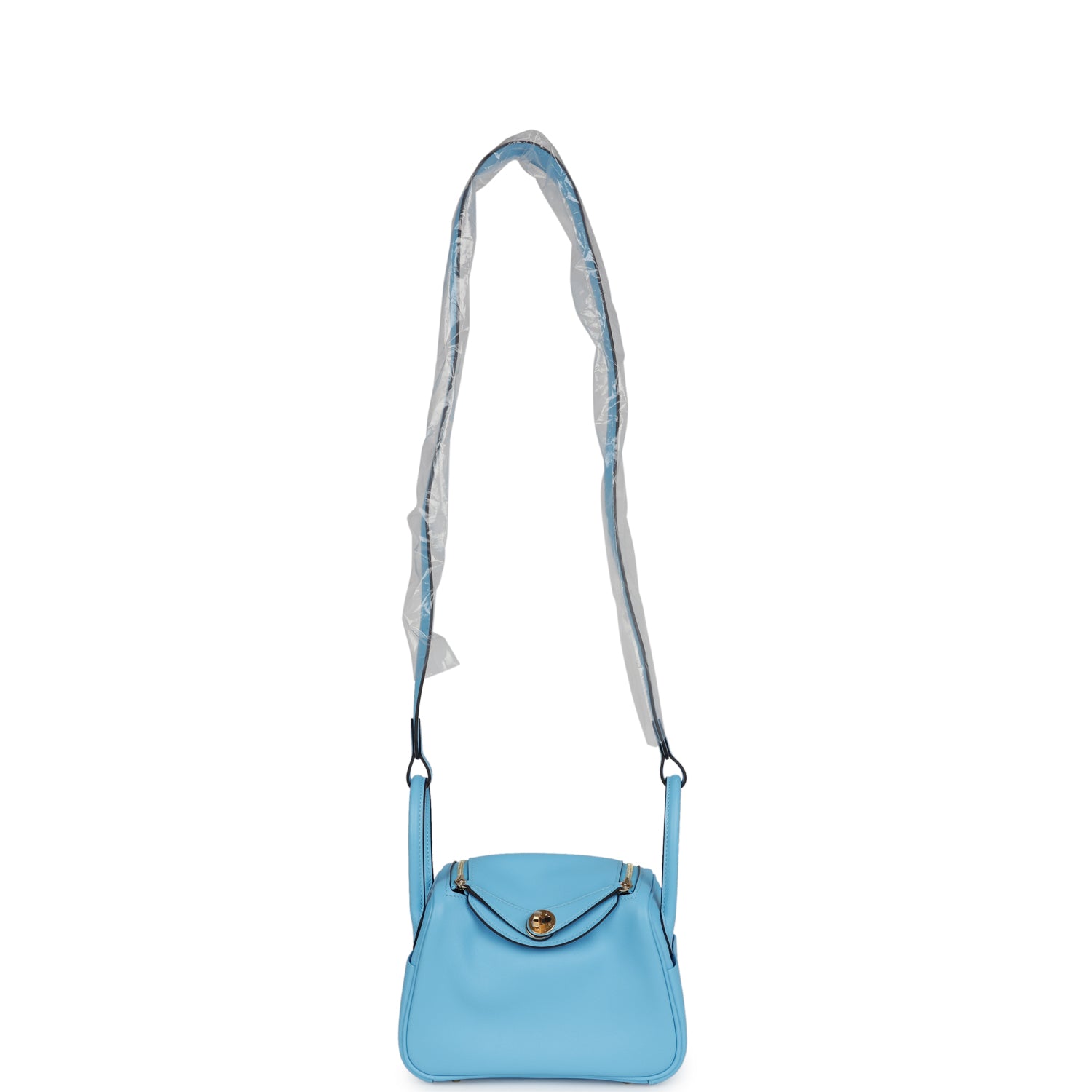 Hermes Mini Lindy Celeste Swift Gold Hardware