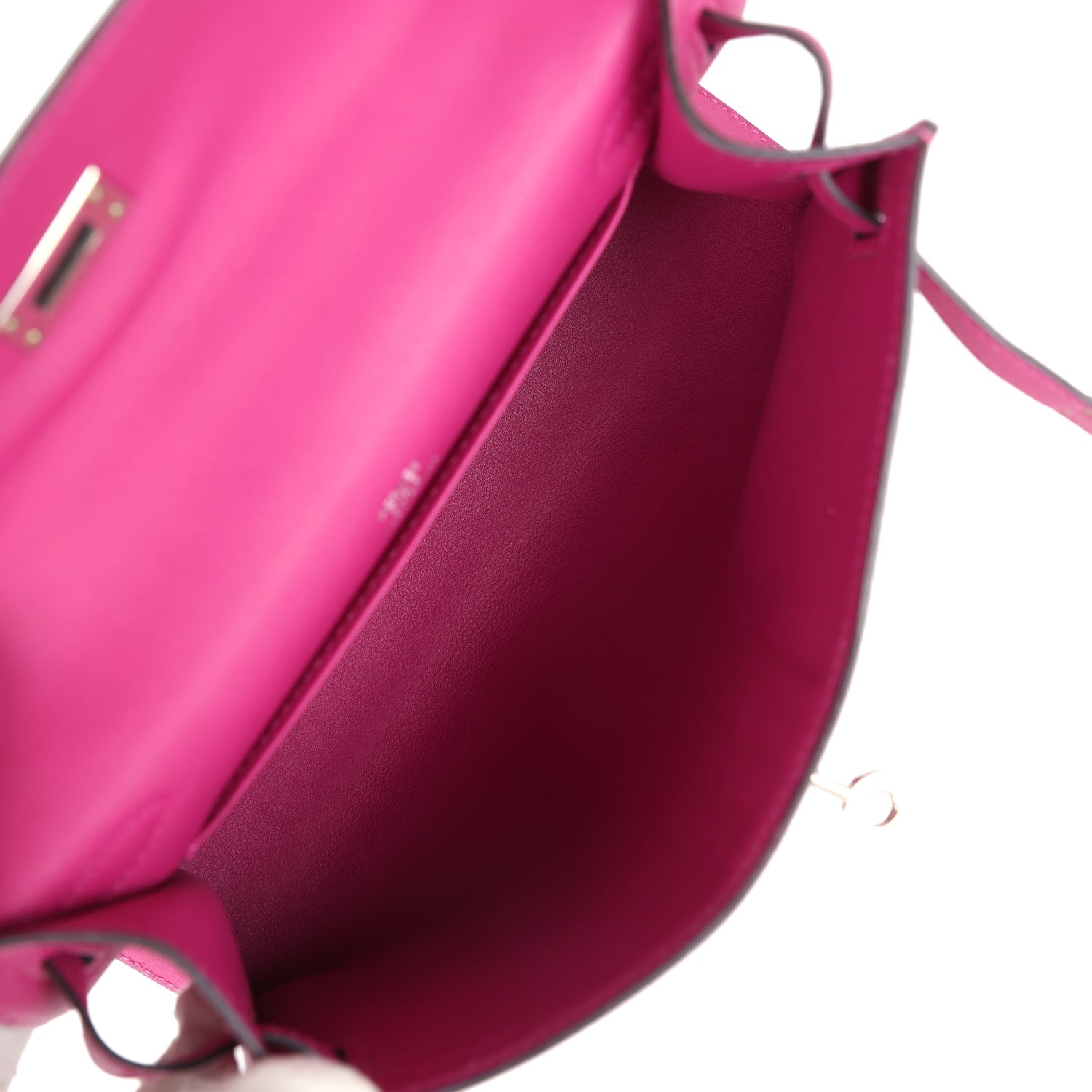Pre-owned Hermes Kelly Pochette Rose Pourpre Swift Palladium Hardware
