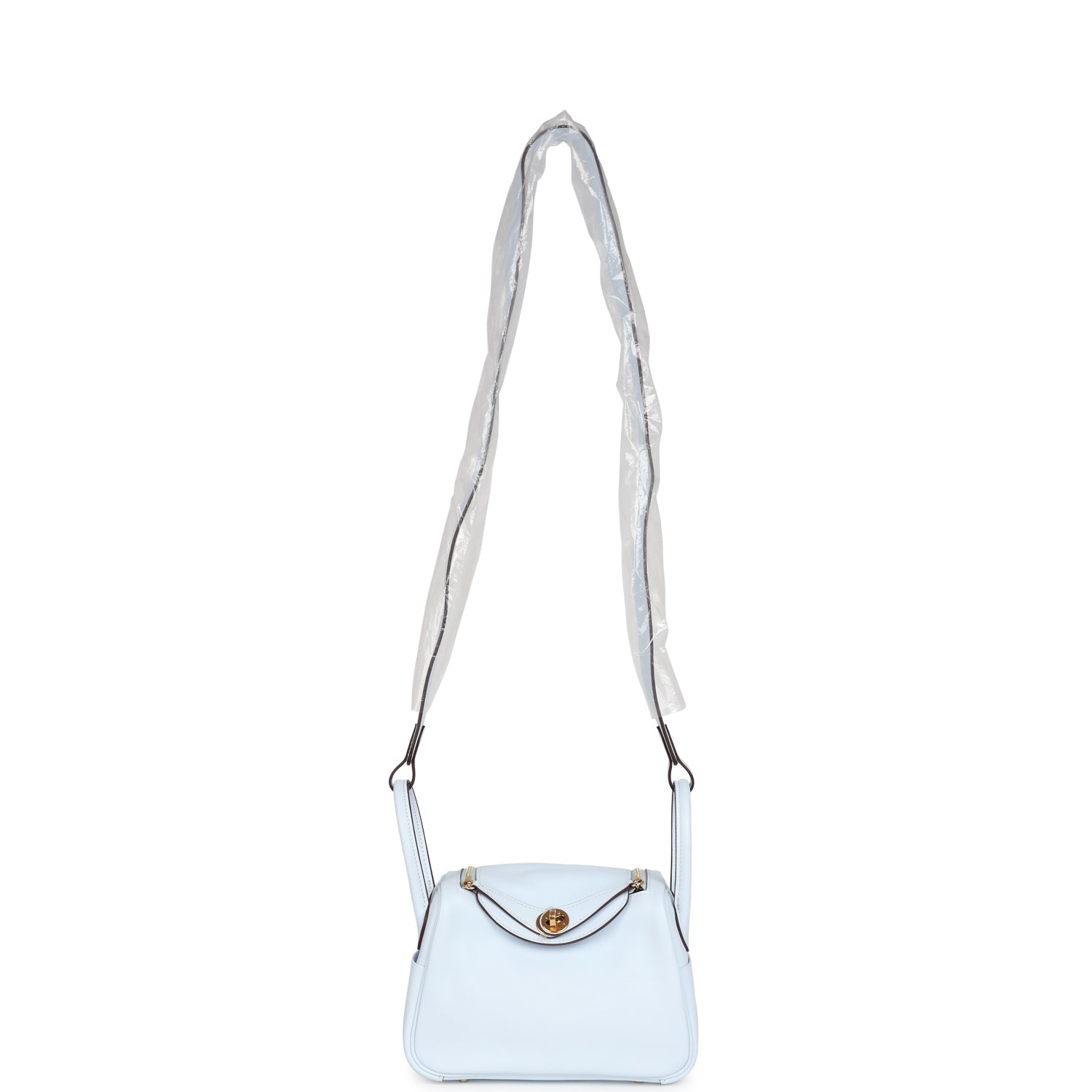 Hermes Mini Lindy Bleu Brume Swift Gold Hardware