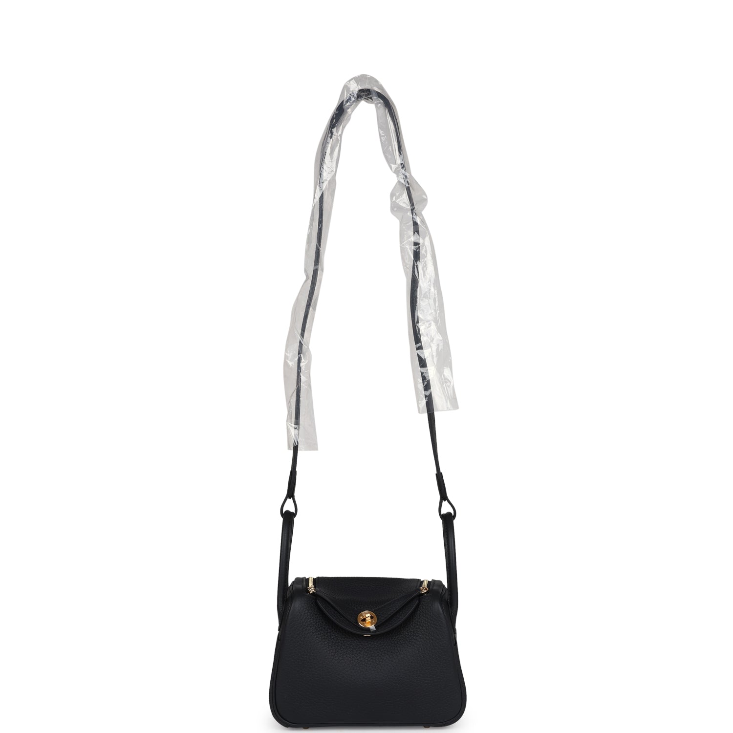 Hermes Mini Lindy II Black Clemence Gold Hardware