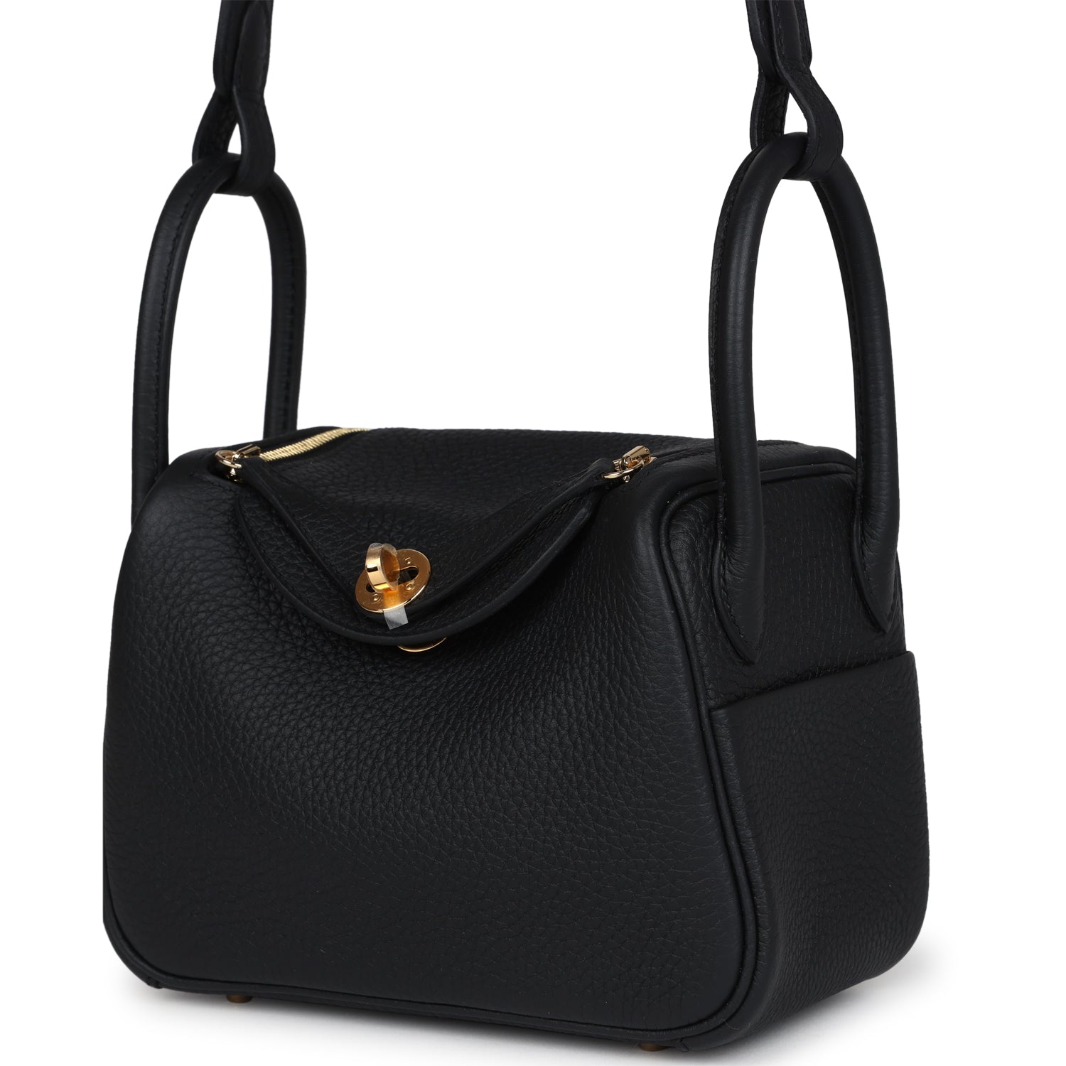 Hermes Mini Lindy II Black Clemence Gold Hardware