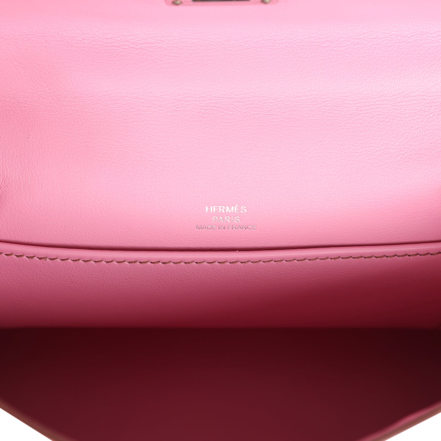 Pre-owned Hermes Kelly Pochette Bubblegum Swift Palladium Hardware