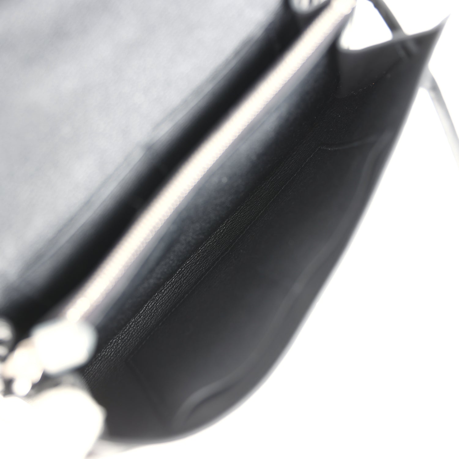 Hermes Kelly Wallet To Go Black Shiny Alligator Palladium Hardware