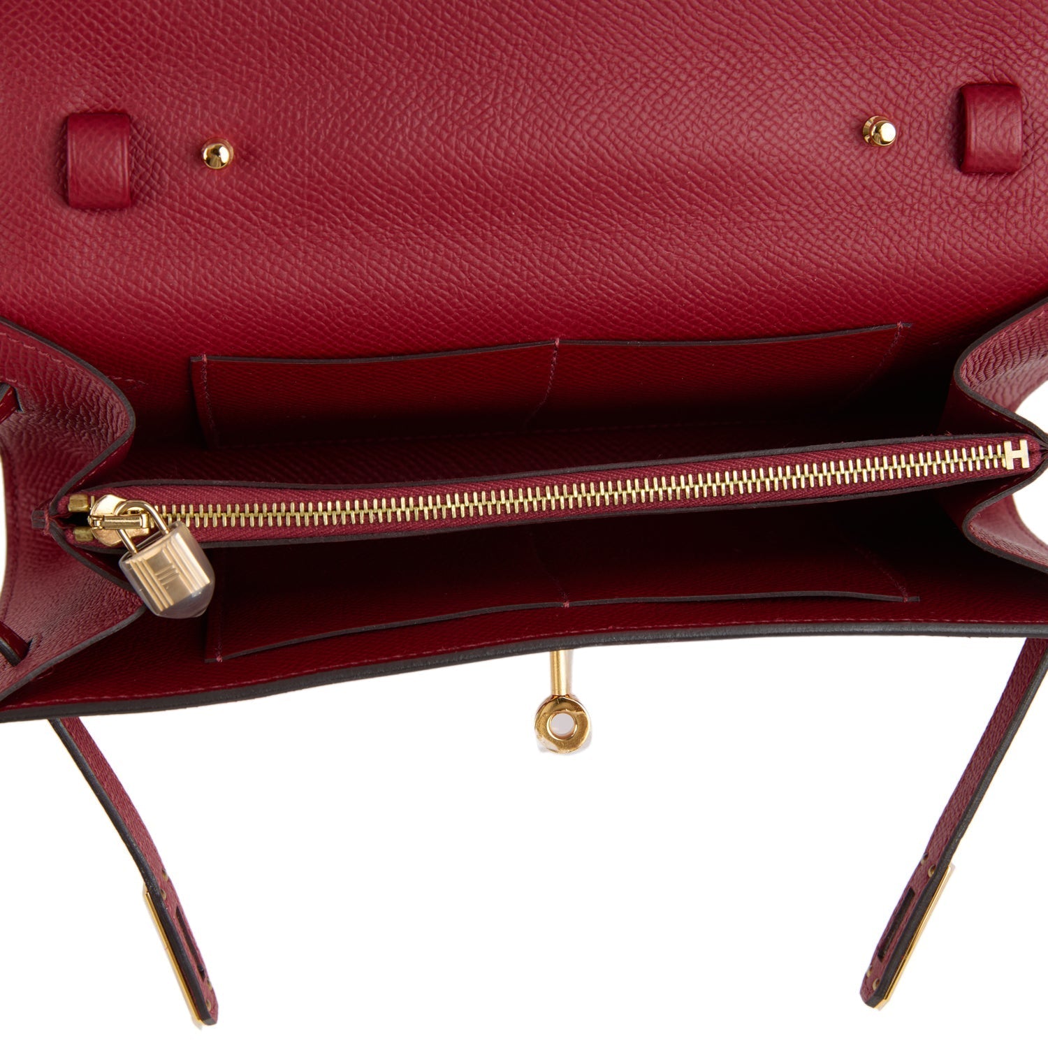 Hermes Kelly Wallet To Go Rouge Grenat Epsom Gold Hardware