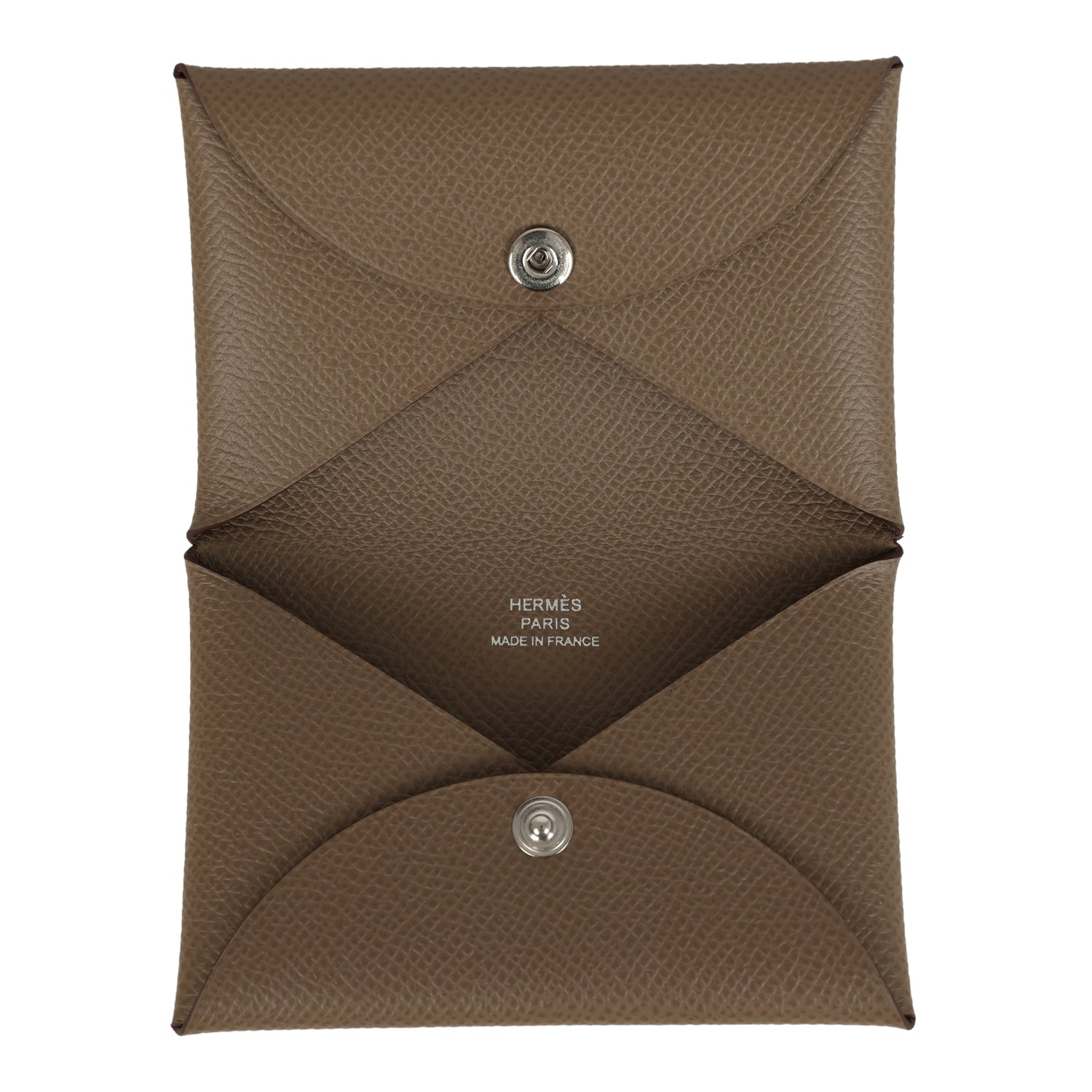 Hermes Calvi Card Holder Etoupe Epsom Palladium Hardware