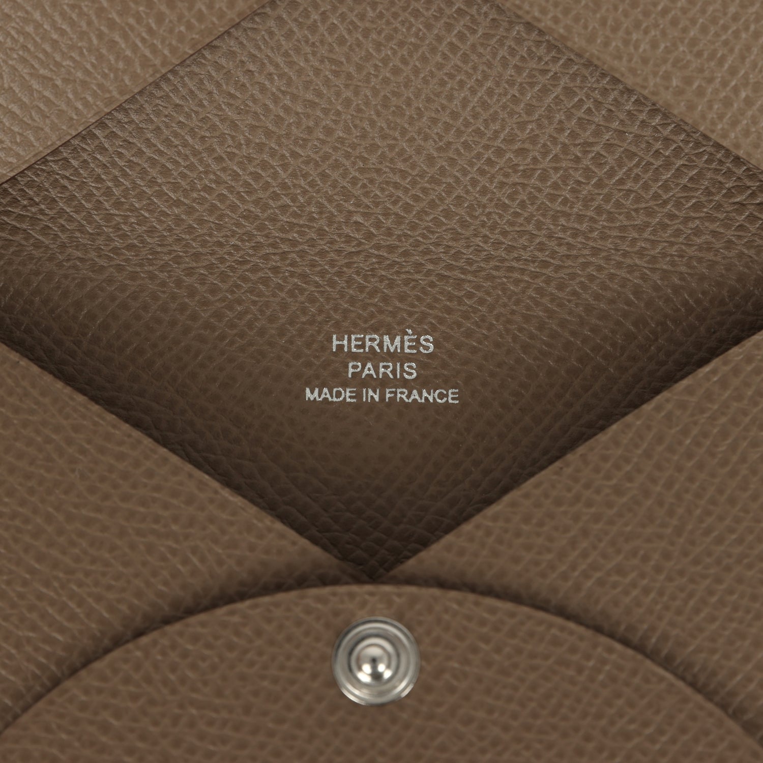 Hermes Calvi Card Holder Etoupe Epsom Palladium Hardware