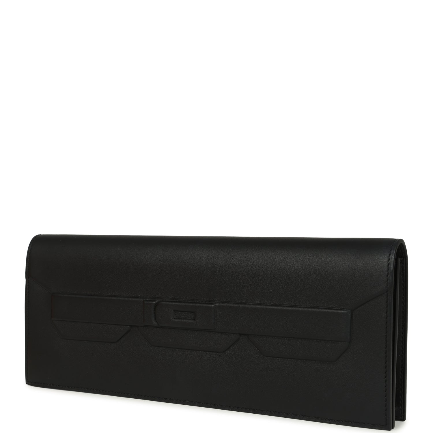 Pre-owned Hermes Shadow Birkin Clutch Cut Black Swift
