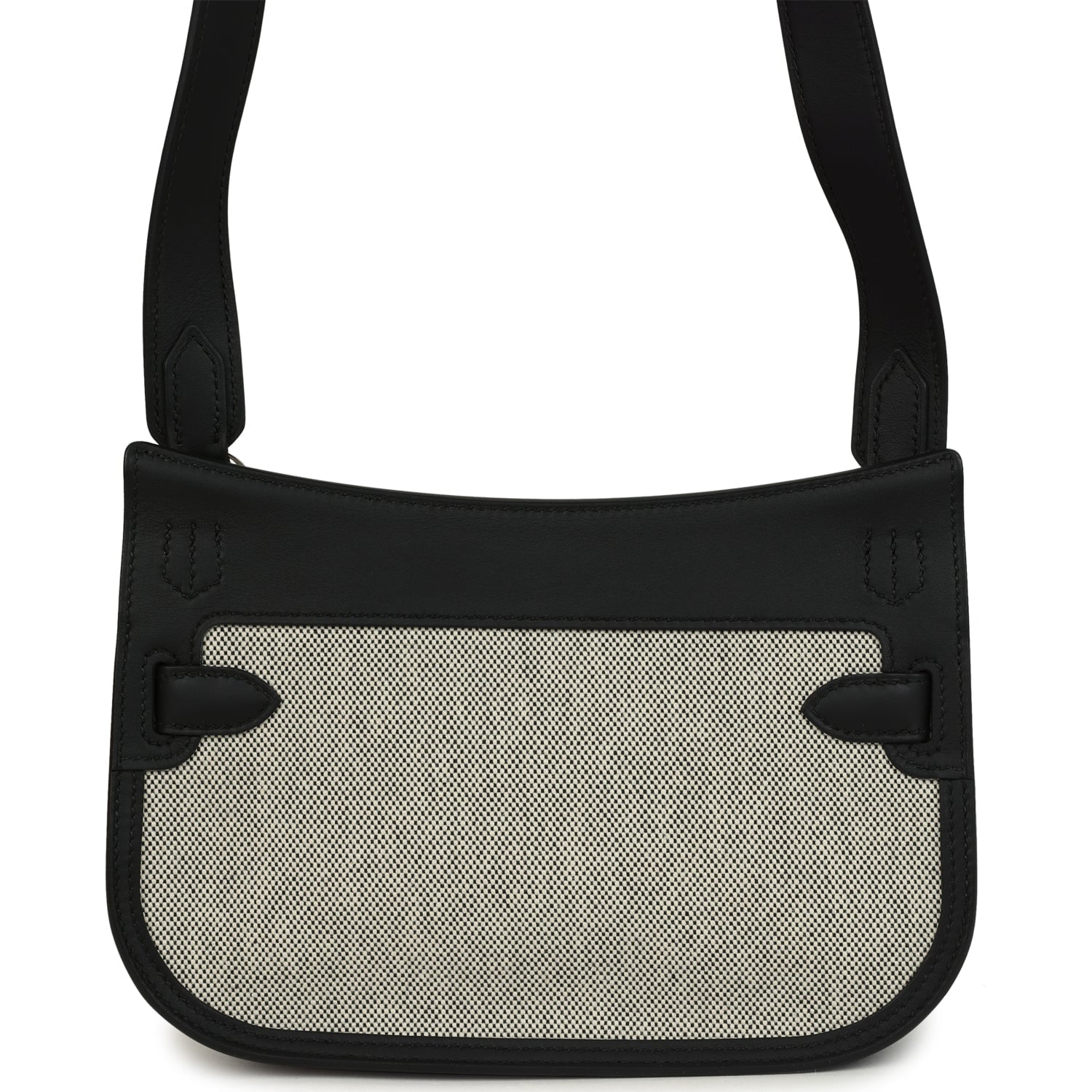Hermes Mini Jypsiere Black and Ecru Toile H Black Swift Palladium Hardware