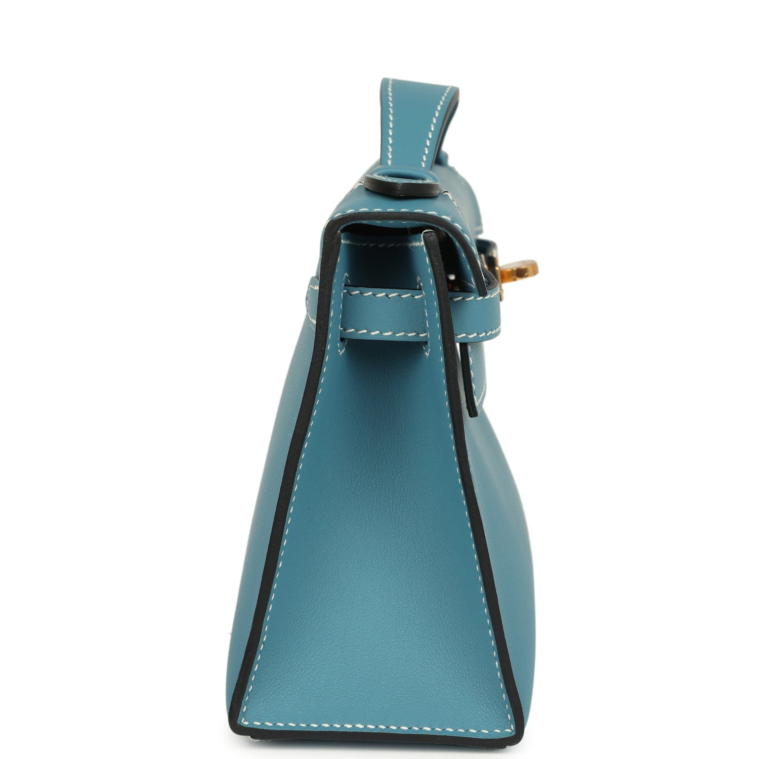 Hermes Kelly Pochette Blue Jean Swift Gold Hardware