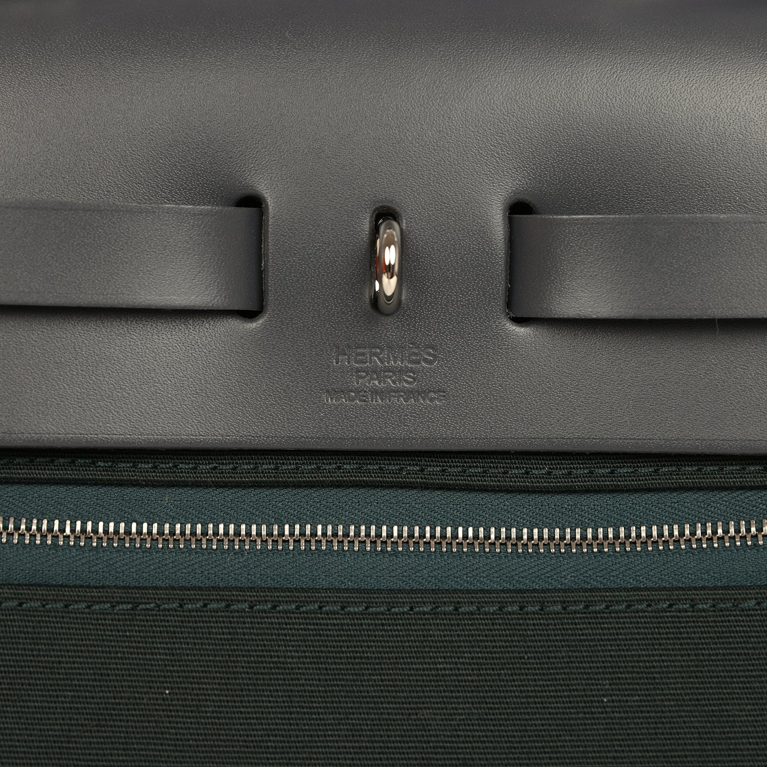 Hermes Herbag Zip PM 31 Vert Cypres Officier Canvas and Ardoise Vache Hunter Palladium Hardware