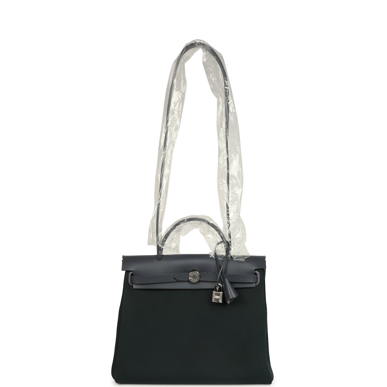 Hermes Herbag Zip PM 31 Vert Cypres Officier Canvas and Ardoise Vache Hunter Palladium Hardware