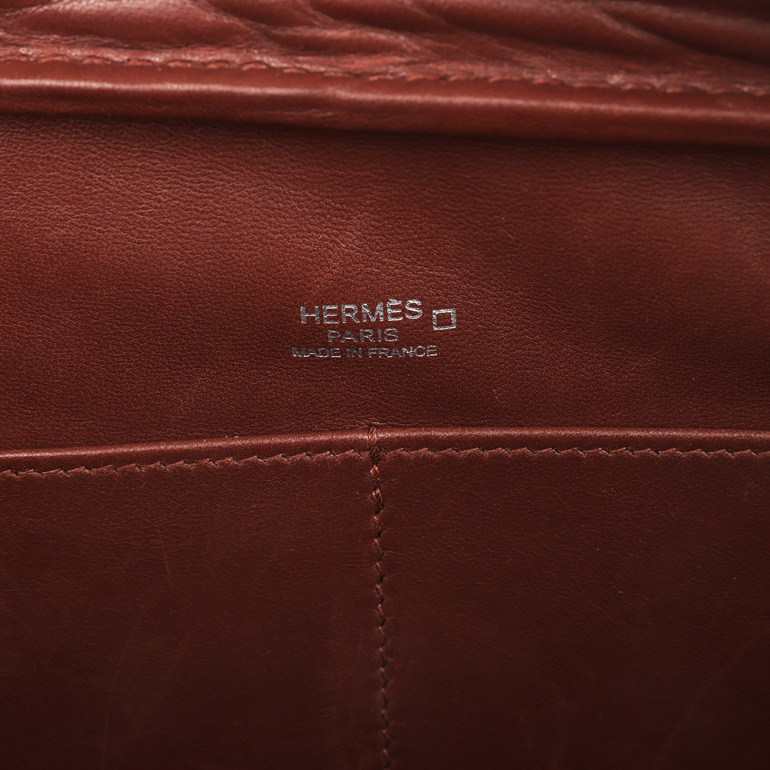 Pre-owned Hermes Plume Elan 28 Miel Shiny Alligator Palladium Hardware