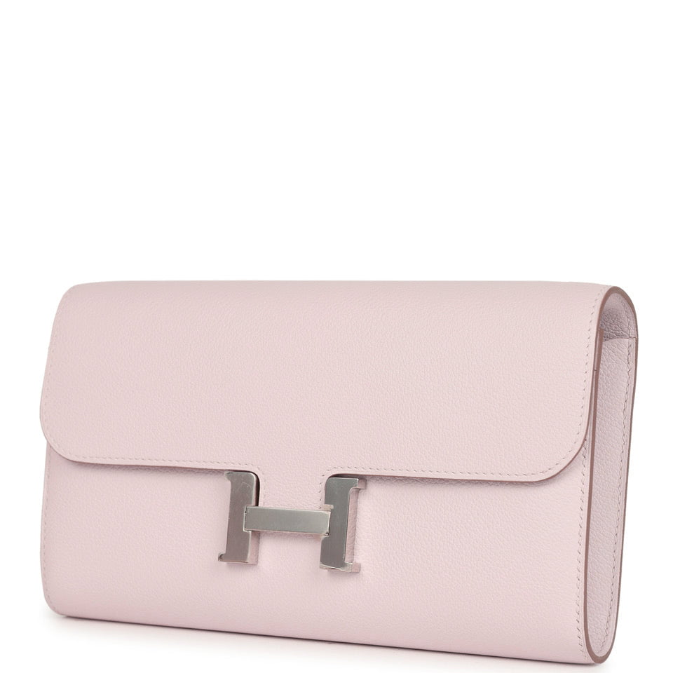 Hermes Constance Wallet To Go Mauve Pale Evercolor Palladium Hardware