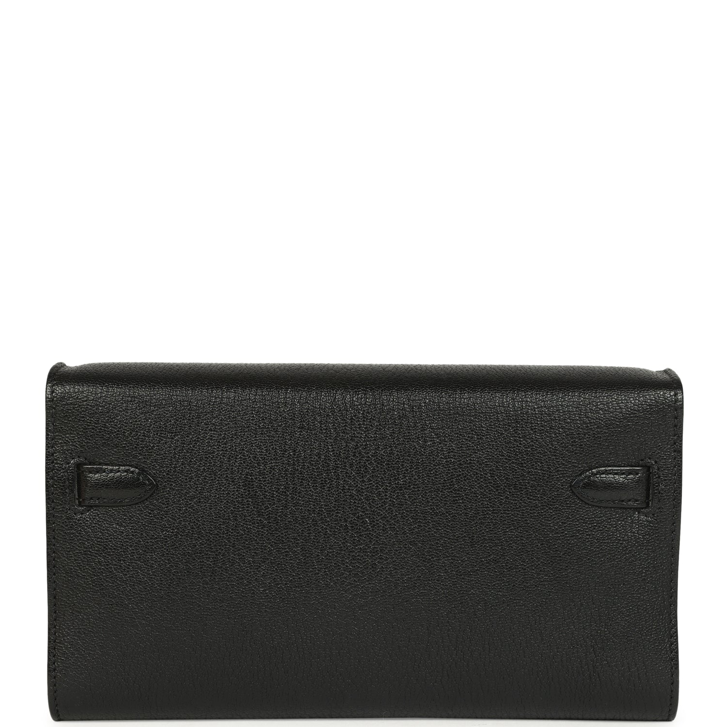 Pre-owned Hermes Kelly Wallet To Go Black Chevre Mysore Palladium Hardware