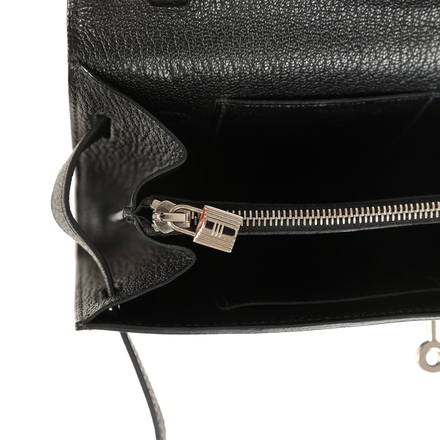 Pre-owned Hermes Kelly Wallet To Go Black Chevre Mysore Palladium Hardware