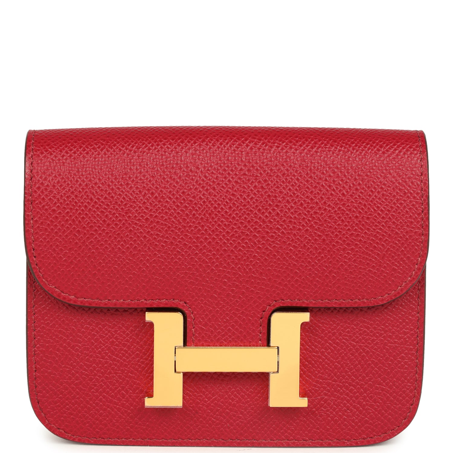 Hermes Constance Slim Wallet Rubis Epsom Gold Hardware