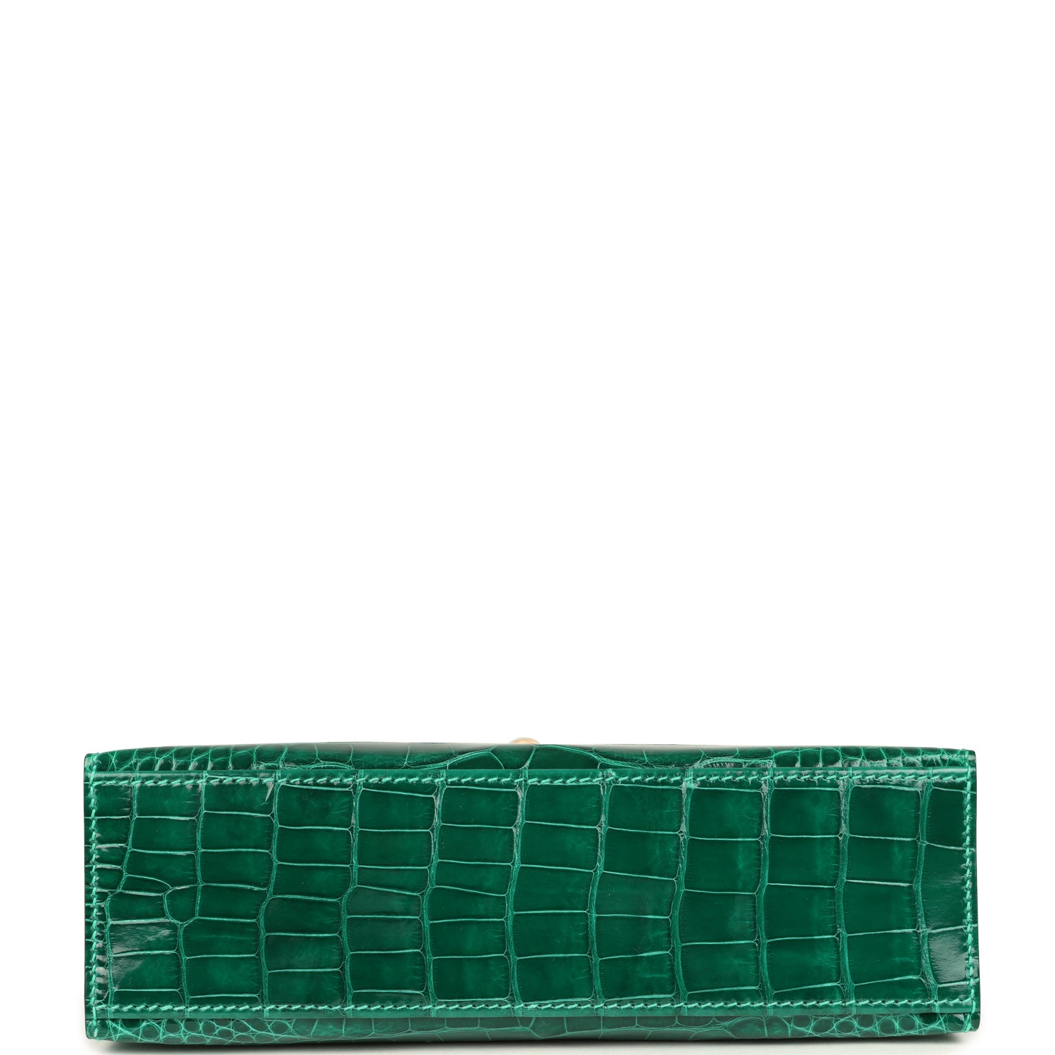 Hermes Kelly Pochette Vert Emeraude Shiny Alligator Gold Hardware