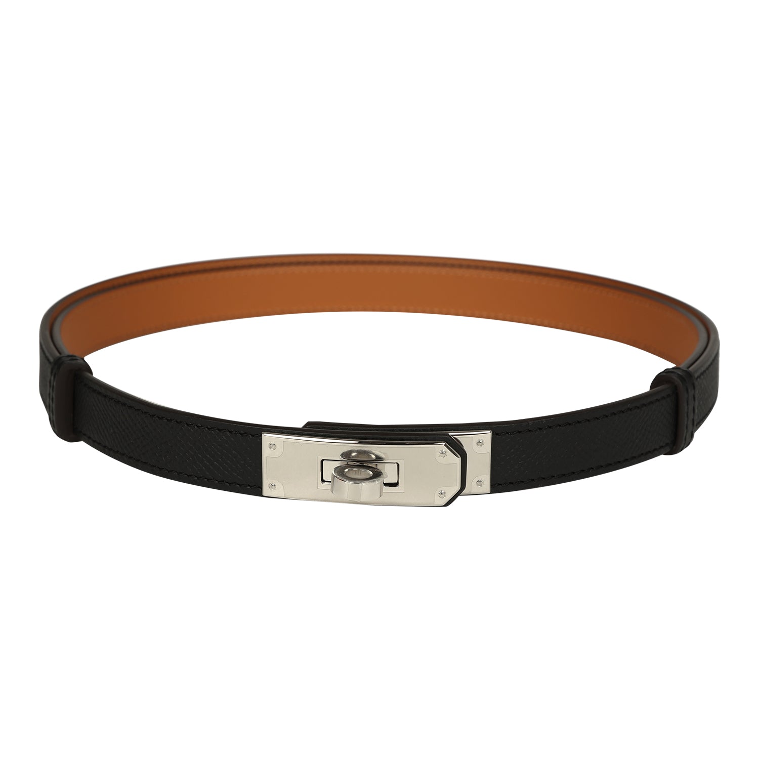 Hermes Kelly Pocket 18 Studded Belt Black Epsom Palladium Hardware