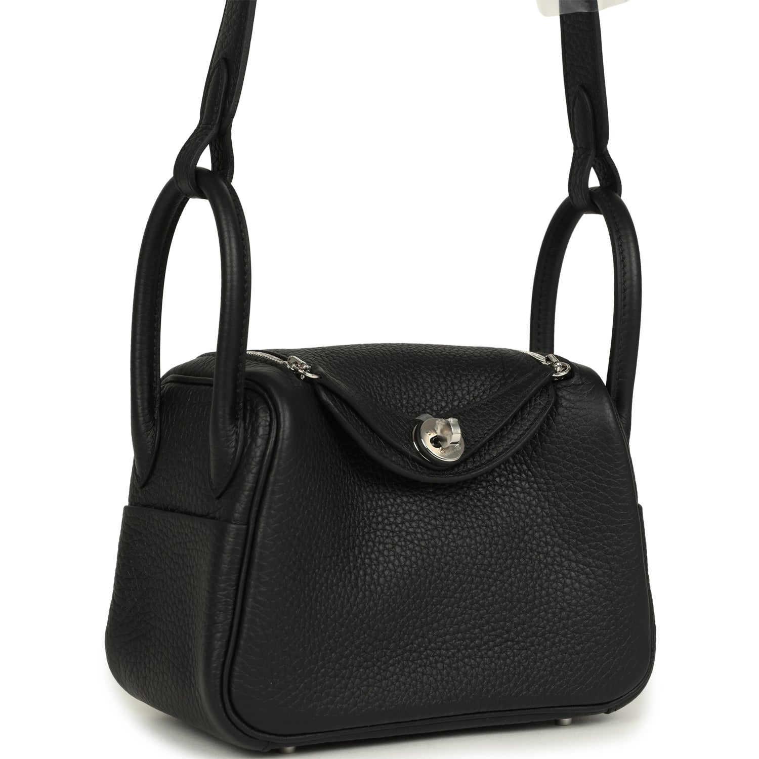 Hermes Mini Lindy II Black Clemence Palladium Hardware