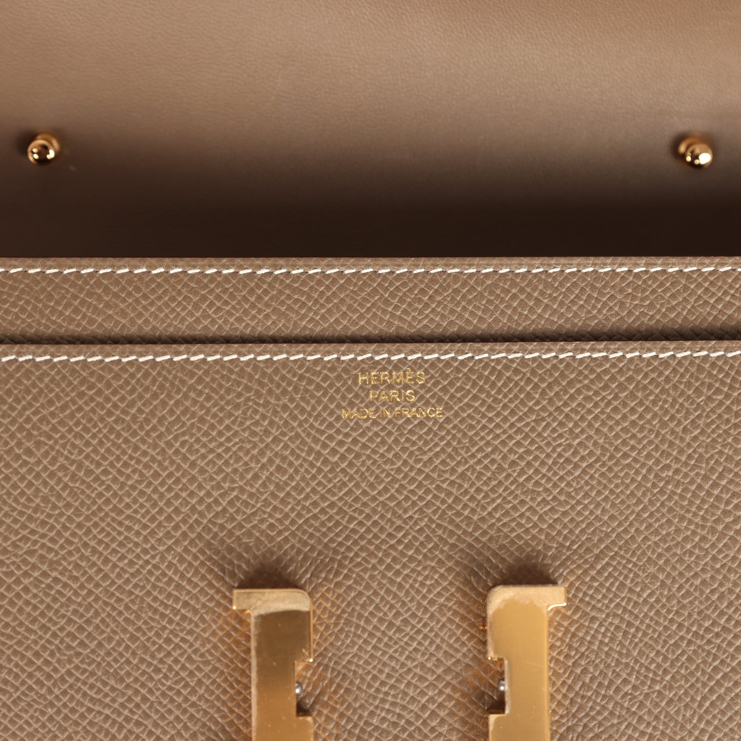 Pre-owned Hermes Constance Wallet To Go Etoupe Epsom Gold Hardware