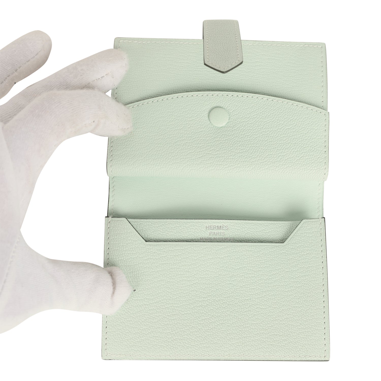 Hermes Bearn Mini Wallet Vert Peppermint Chevre Mysore Palladium Hardware