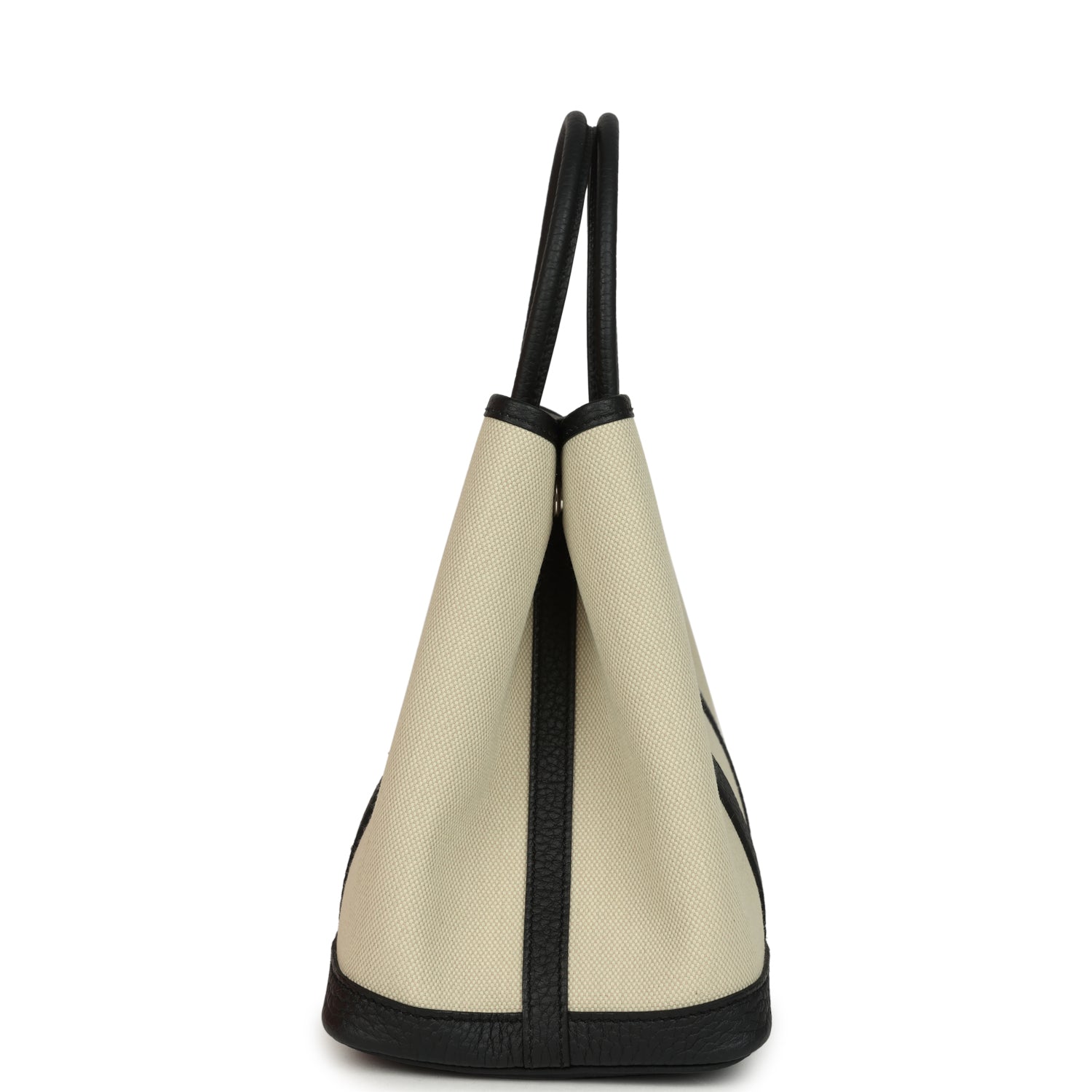 Hermes Garden Party 30 Beton Toile Officier Canvas and Black Negonda Palladium Hardware