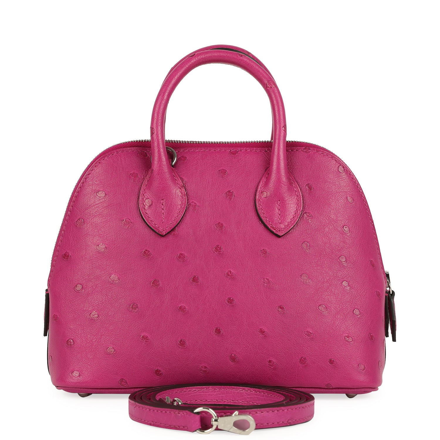 Hermes 1923 Bolide Mini Rose Poupre Ostrich Palladium Hardware