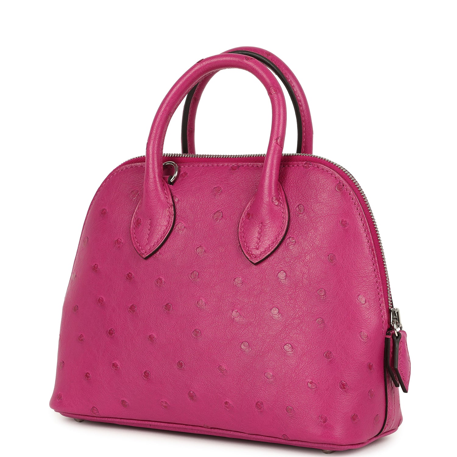 Hermes 1923 Bolide Mini Rose Poupre Ostrich Palladium Hardware