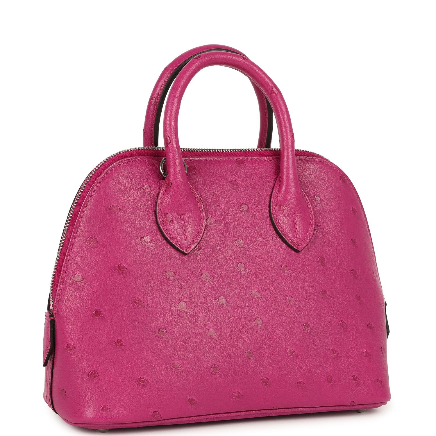 Hermes 1923 Bolide Mini Rose Poupre Ostrich Palladium Hardware