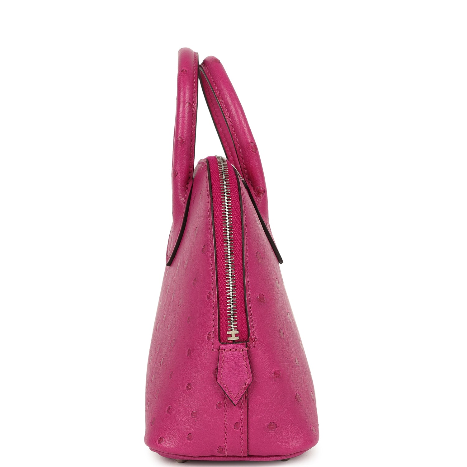 Hermes 1923 Bolide Mini Rose Poupre Ostrich Palladium Hardware