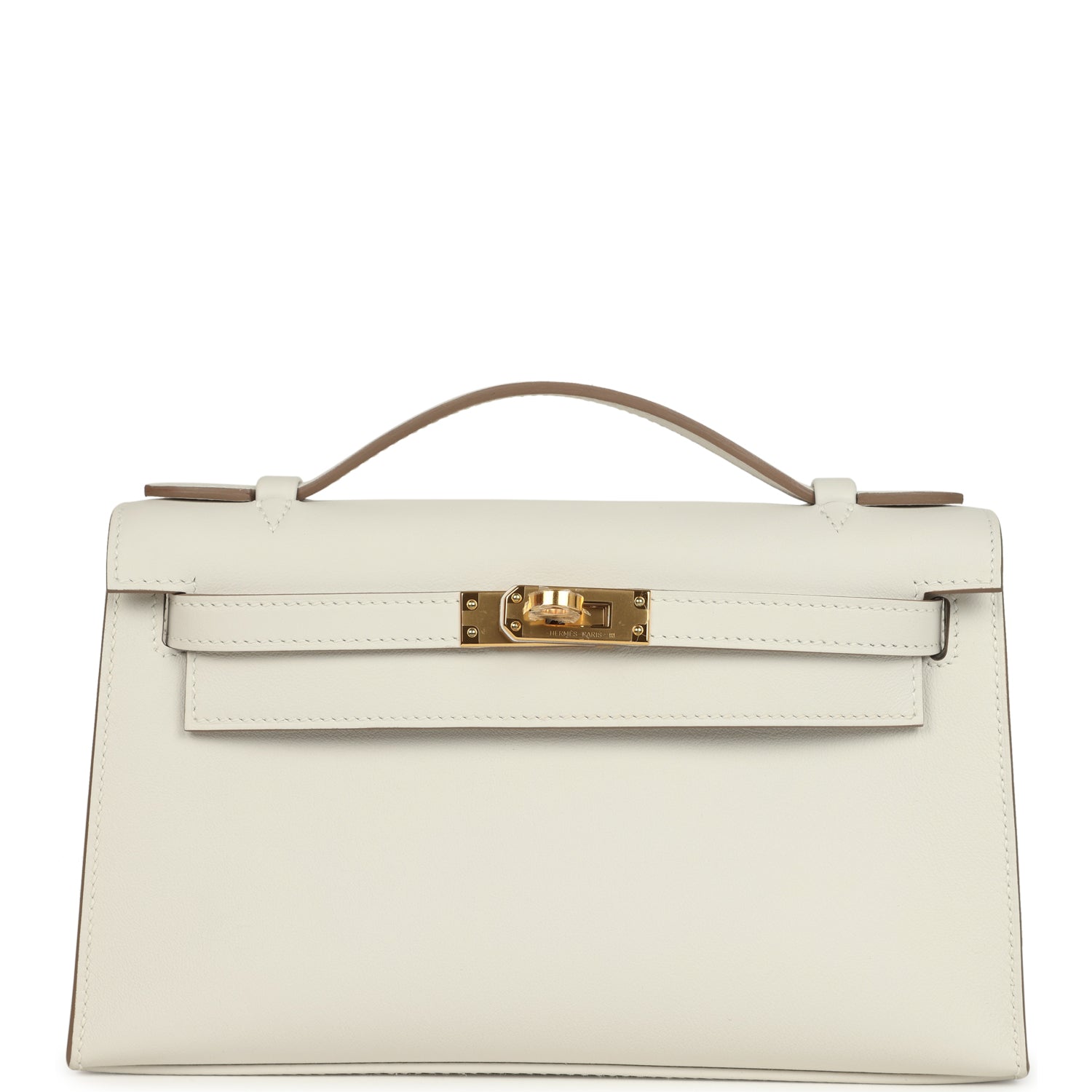 Hermes Kelly Pochette Gris Pale Swift Gold Hardware
