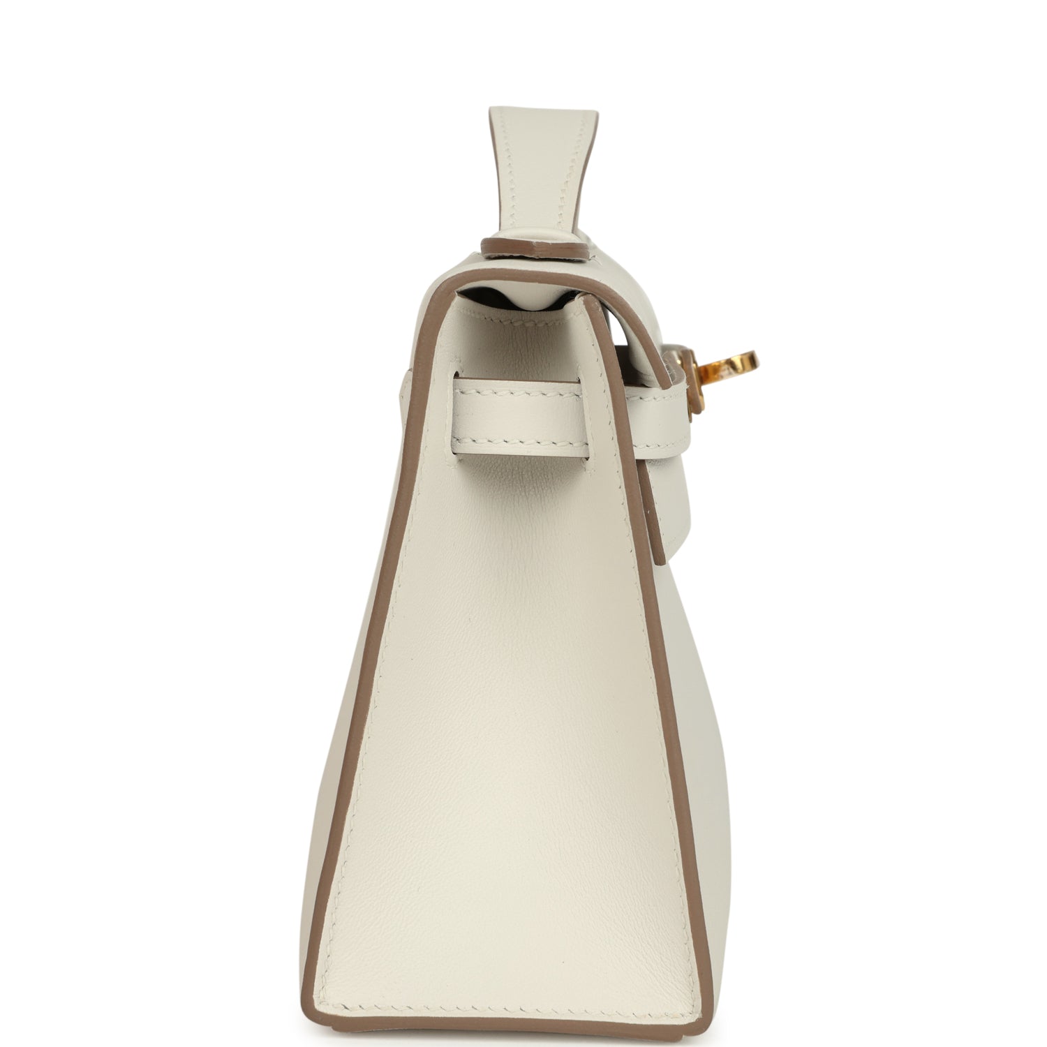Hermes Kelly Pochette Gris Pale Swift Gold Hardware